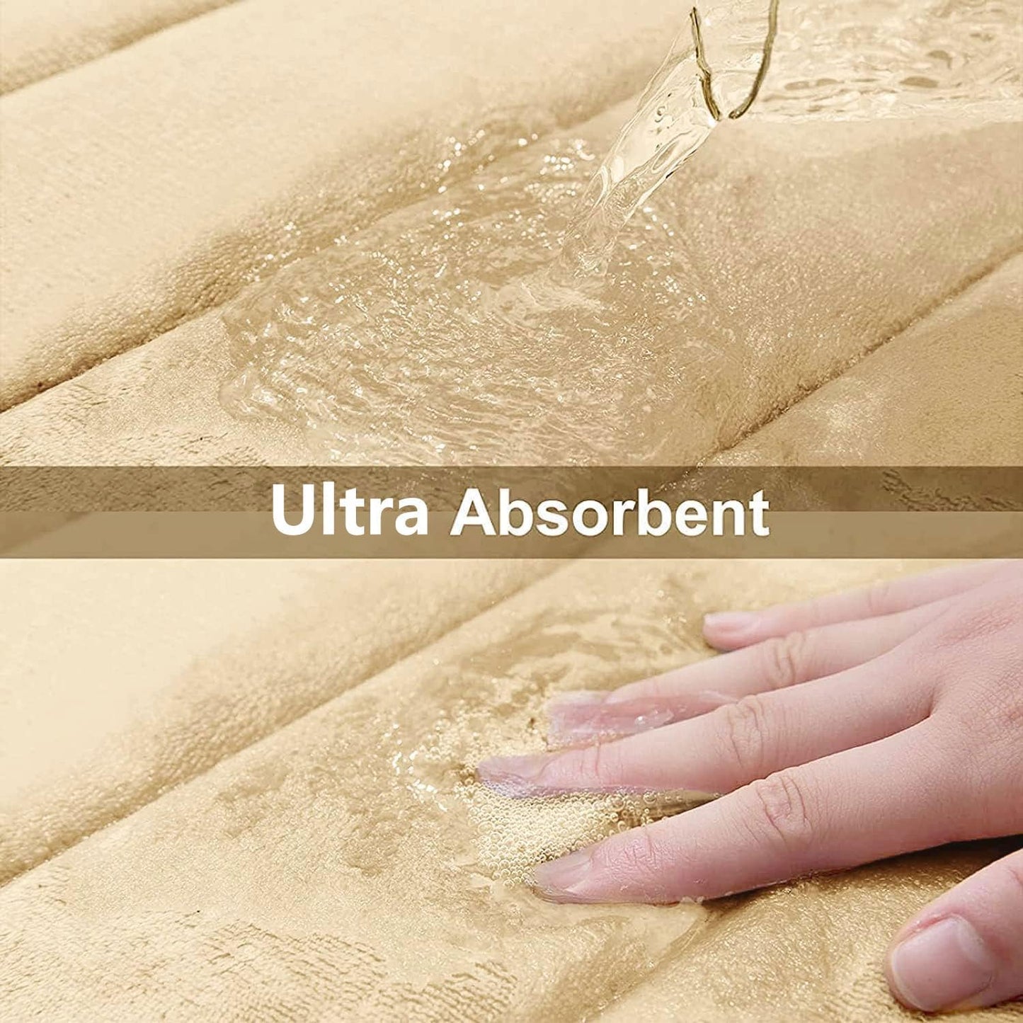 Buganda Memory Foam Bath Mat, 47" x 24", Ultra Soft and Non-Slip Bathroom Rugs, Water Absorbent and Machine Washable Bath Rug Runner for Bathroom, Shower, and Tub, Gold