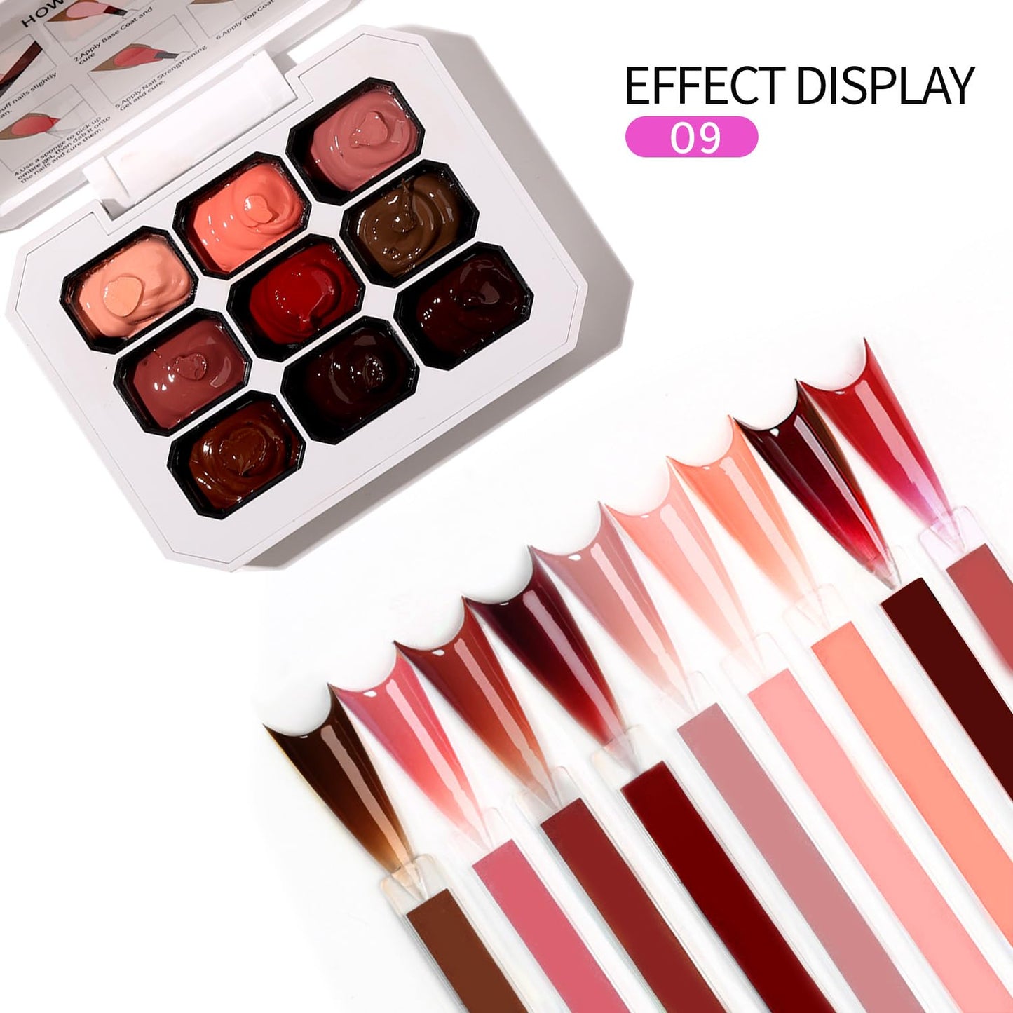 9 Colors Set Ombre Gel Nail Polish,Gradient Painting Gel for Nails with 100Pcs Nail Sponges for 3D Nail Art in Salon or Home Use(omber-09)