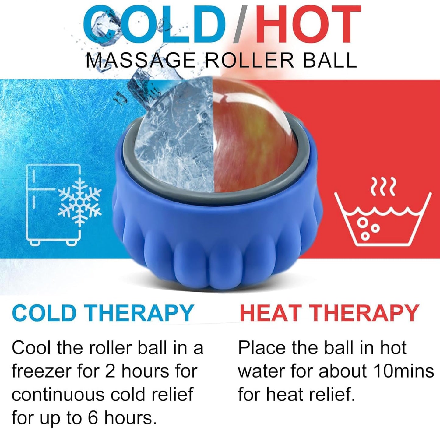 Everjoys Massage Ball Roller Set– Ice Cold and Hot for Deep Tissue and Sore Muscle Relief of Stiffness and Stress, Body, Neck, Back, Face, Eyes,Plantar, Foot