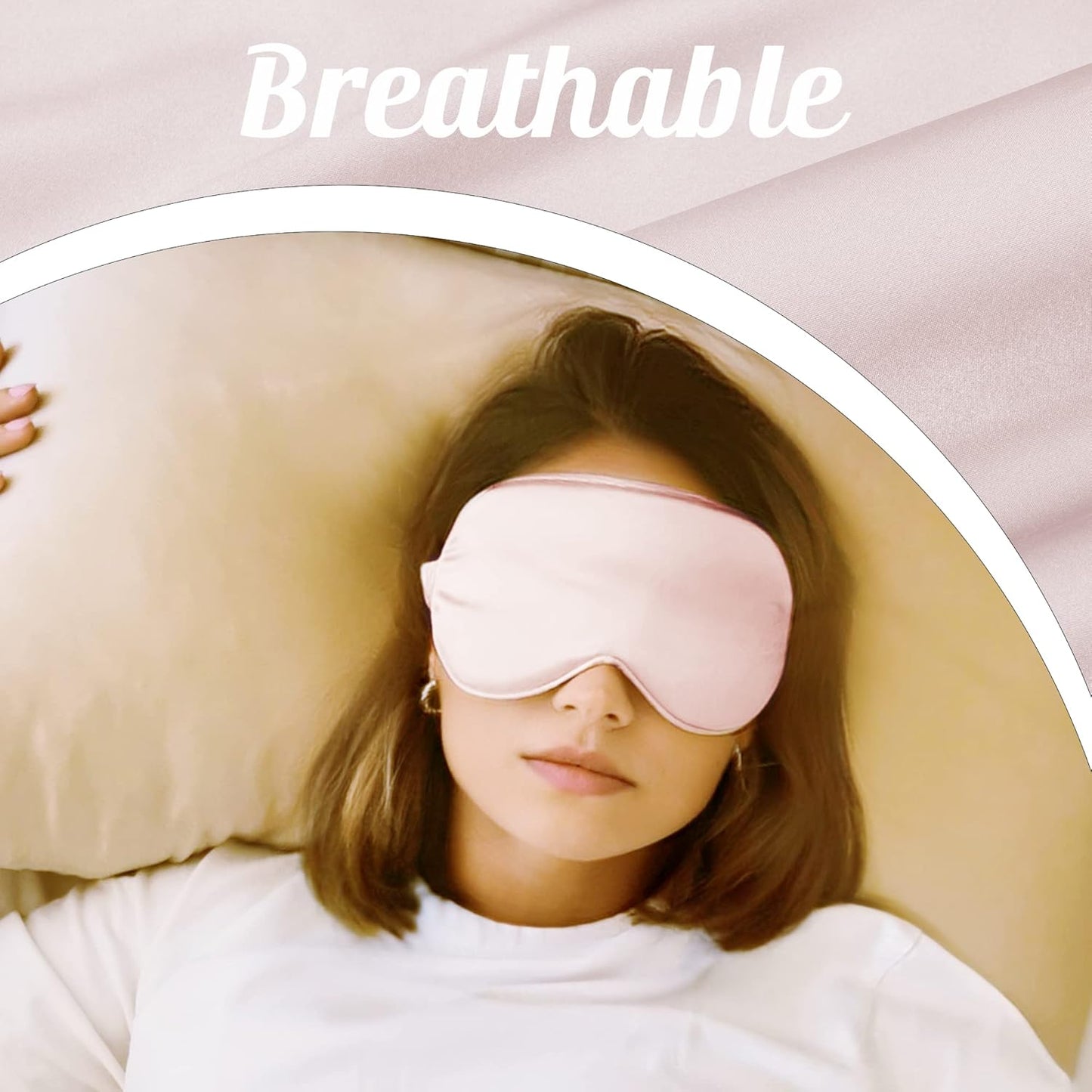 MATASSE Silk Eye Mask for Sleeping with Adjustable Elastic Band - 3D Contoured, Eye Cover Sleep Mask w/Genuine Mulberry Silk Including The Strap for Women, Men (Pink)