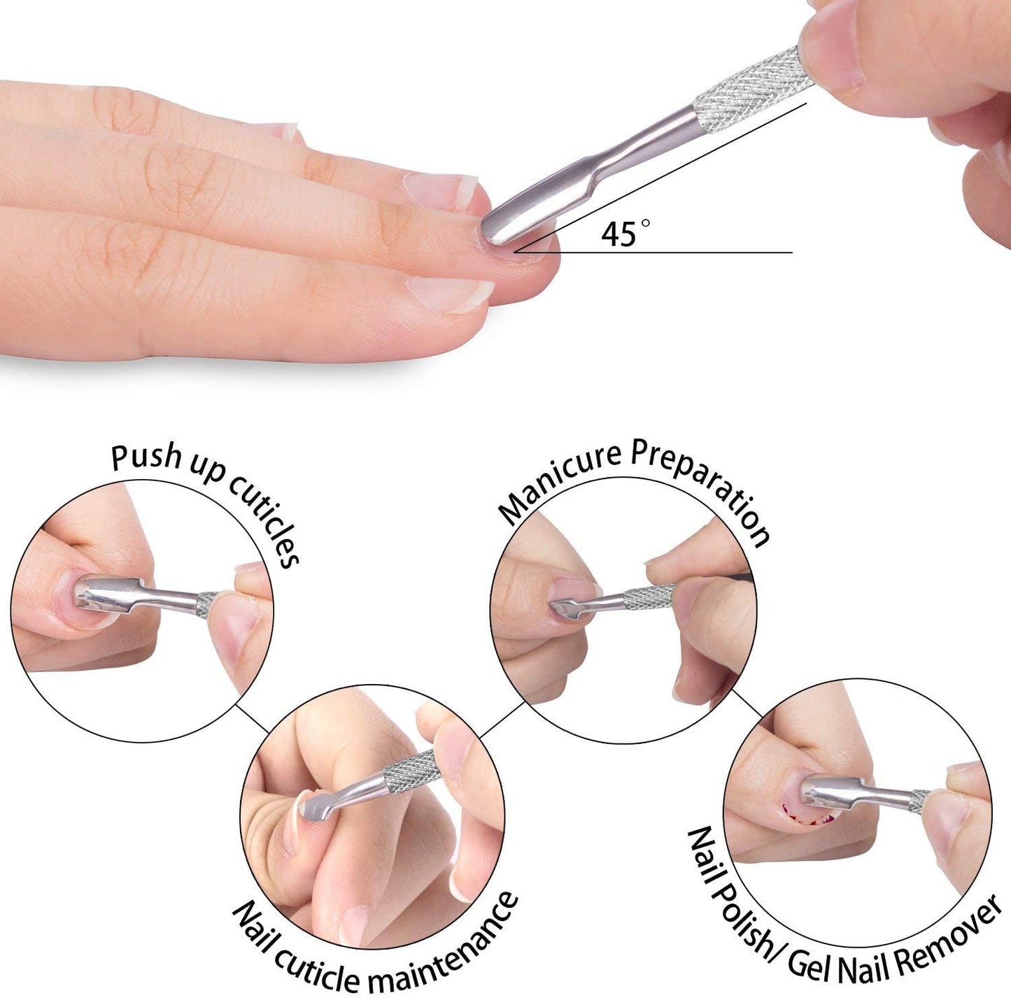 6 Packs Cuticle Trimmer with Pusher - Professional Stainless Steel Cuticle Nippers Cutter Clippers and Cuticle Remover Manicure Tools for Fingernails Toenails (silver)