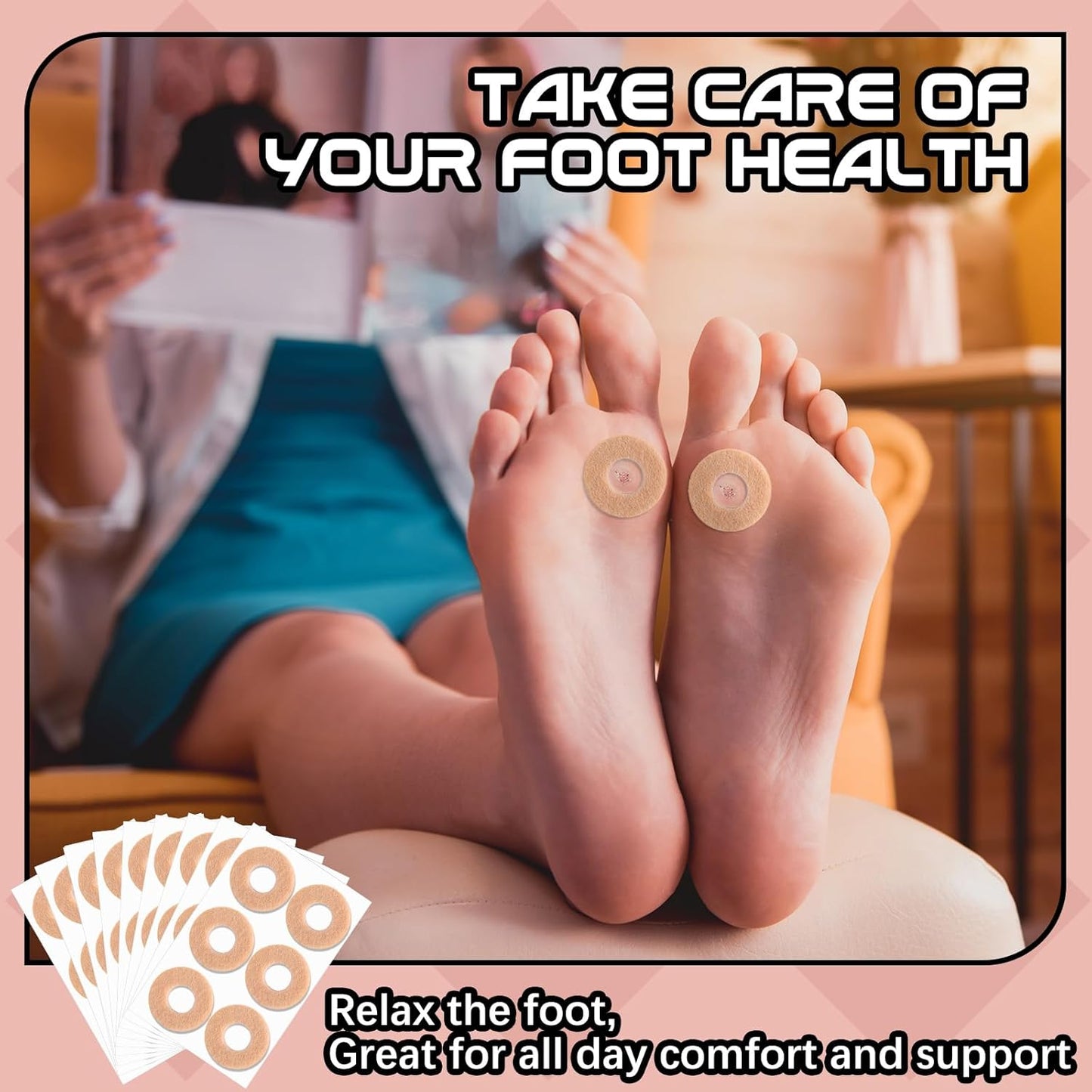 60 Pcs Felt Callus Cushions for Bottom of Foot Round Feet Corn Pads Adhesive Foot Callus Pads Soft Callous Cushions Bulk for Women Men Feet Toes Heel Pain Relief(Skin Color)