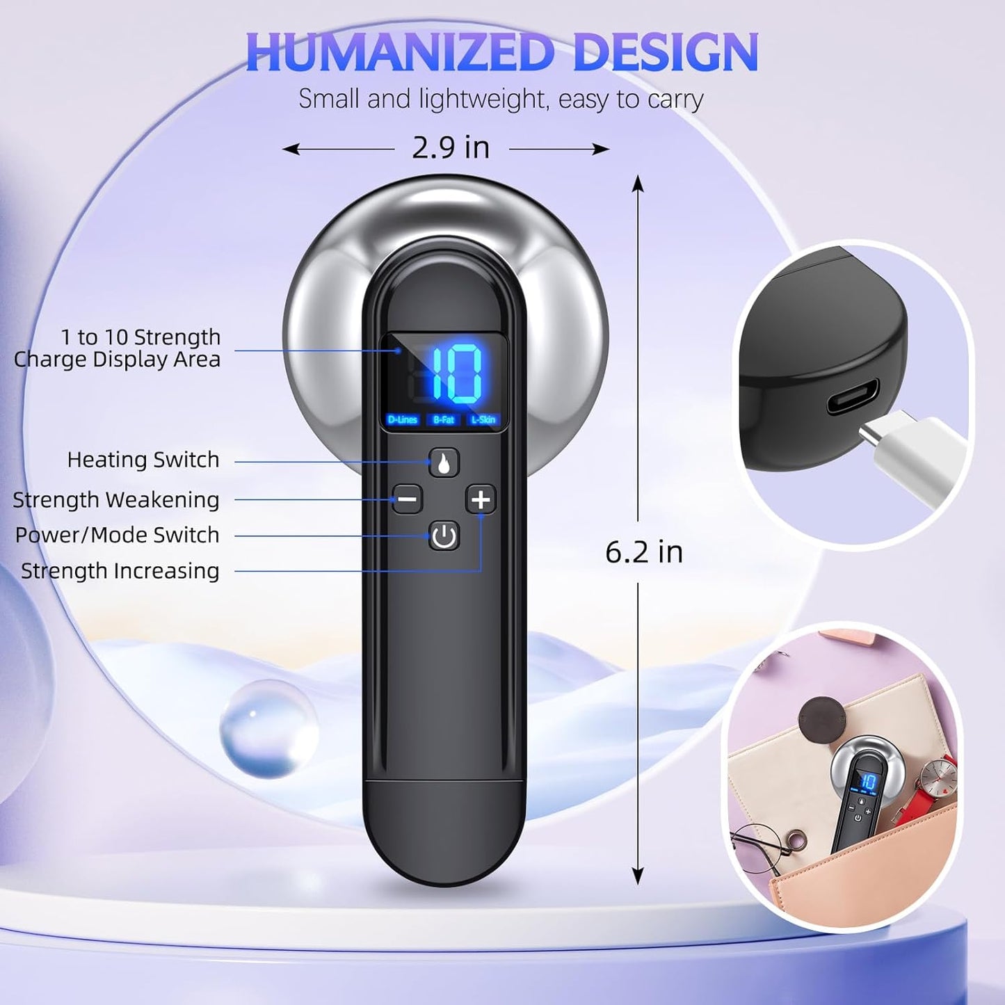 Body Sculpting Machine - Professional Handheld Cordless Cellulite Massager - Suitable for Belly, Neck, Legs, Hip, Arms