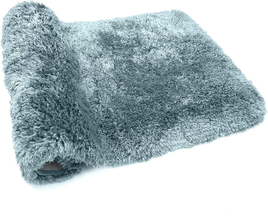 FIFU Bathroom Rugs 17" W x 24" L, Bath Mat for Bathroom, Bedroom, Laundry Room & Kitchen, Non-Slip Rubber Latex Backing, Extra Soft and Absorbent Polyester Carpet, Machine Washable Rug, Teal