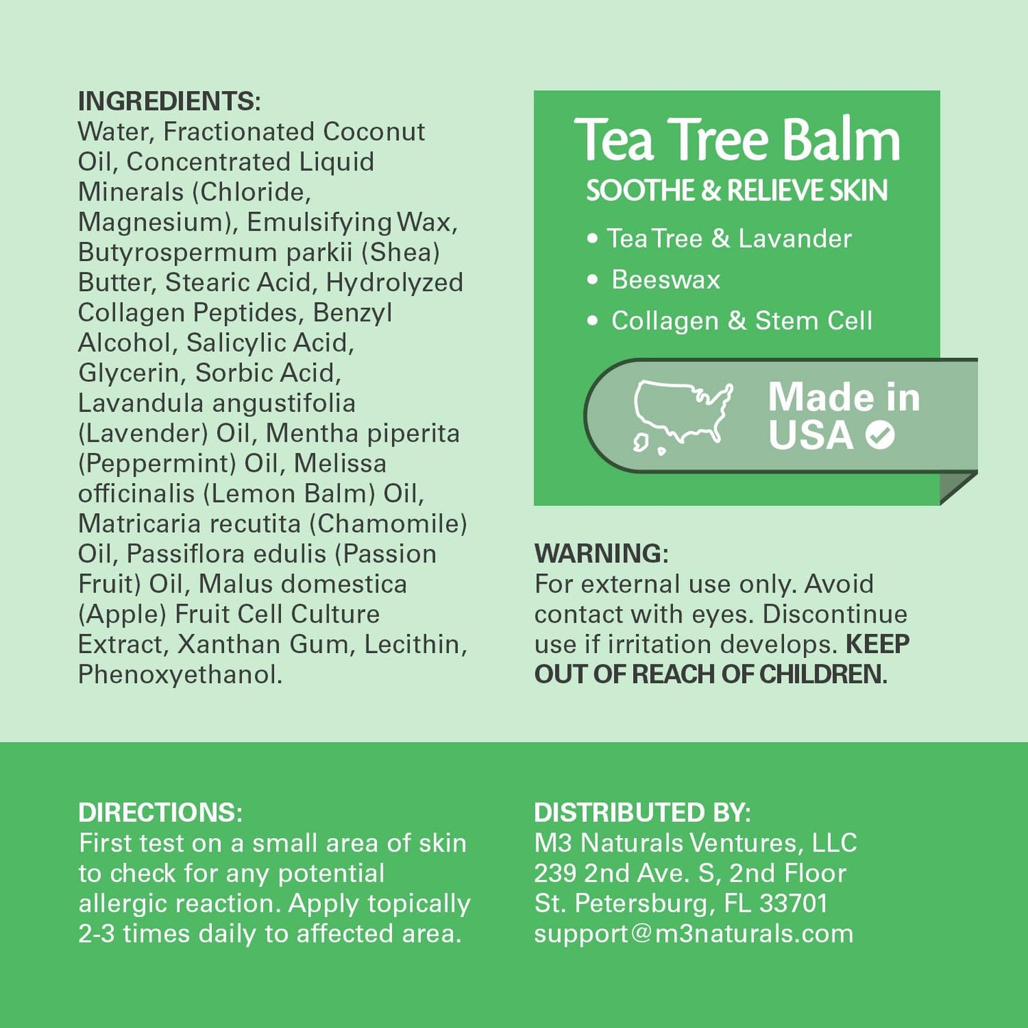 M3 Naturals Tea Tree Oil Foot Balm – Soothing Moisturizer for Dry, Cracked Feet & Nails | Hydrating & Nourishing Skin Care for Tired, Rough, and Calloused Feet | Refreshing 2 oz Balm