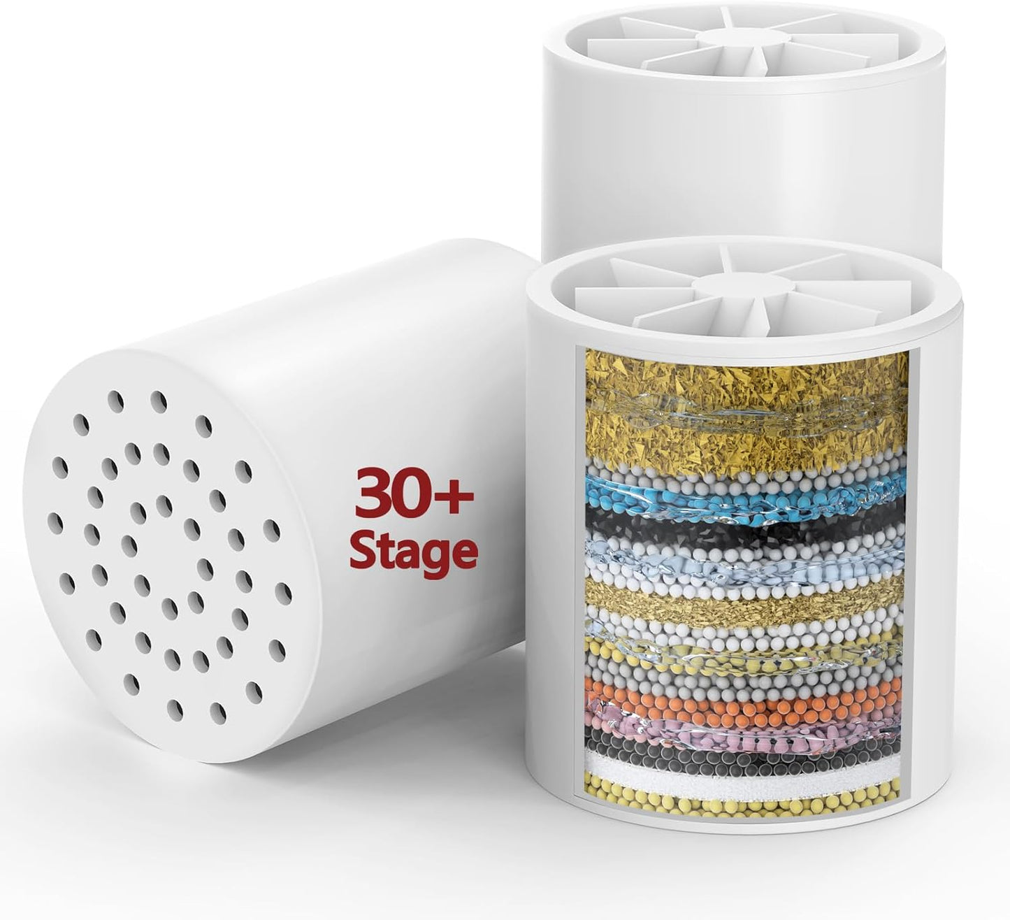 3 Pack 33 Stage Universal Shower Filter Replacement Cartridge - Hard Water Purifier Removes Chlorine, Heavy Metals, Iron, Sediments - High Output Water Softener for Skin & Hair