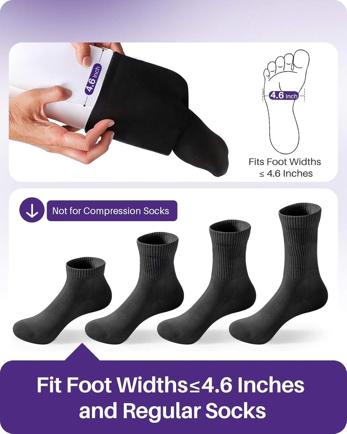 KEKOY 4.6INCH Sock Aid for Putting on Socks, Wide Sock Assistant Device No Bending with Foam Handles, Sock Helper/Puller Aid Easy Put on for Seniors, Disabled, After Surgery Recovery(White)