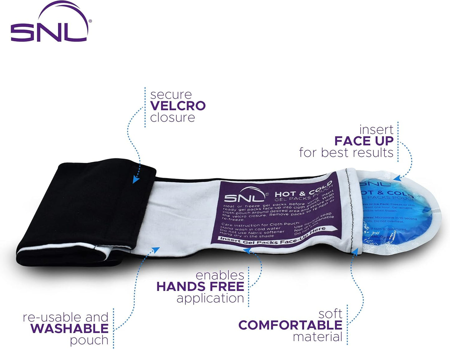SNL Quality Hot & Ice Packs [6 Gel Packs], Reusable, Round, Soft Fabric Backing, for Breastfeeding, Pain Relief, First Aid - Includes: Wrap Sleeve for Hands-Free Application, Storage Bag
