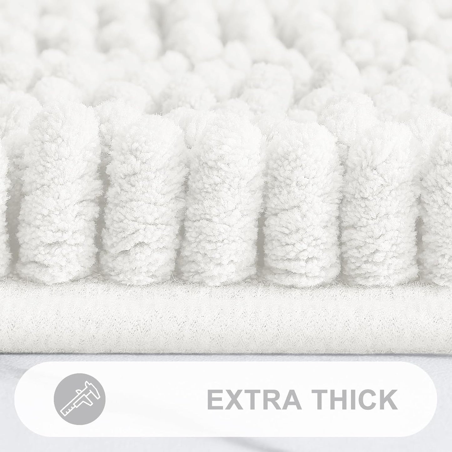 Grandaily Chenille Striped Bathroom Rugs 30x20, Extra Thick and Absorbent Bath Mats, Non-Slip Soft Plush Shaggy Shower Carpet, Machine Wash Dry, Bath Rug for Bathroom, (Medium, Ivory)