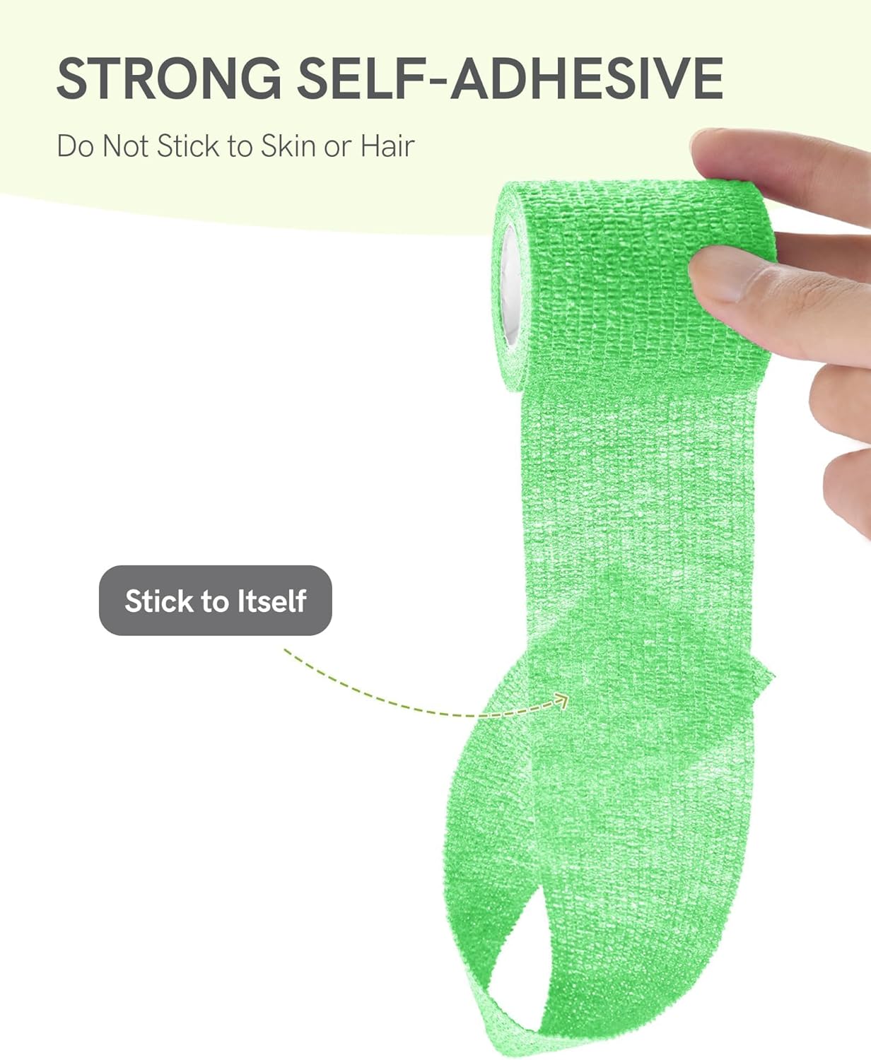 FriCARE Self Adhesive Bandage Wrap, Medical Tape in First Aid Kit, Cohesive Bandages for Wounds Sport Vet, FSA/HSA Eligible, 2 Inches X 5 Yards 6 Rolls, Fluorescent Green