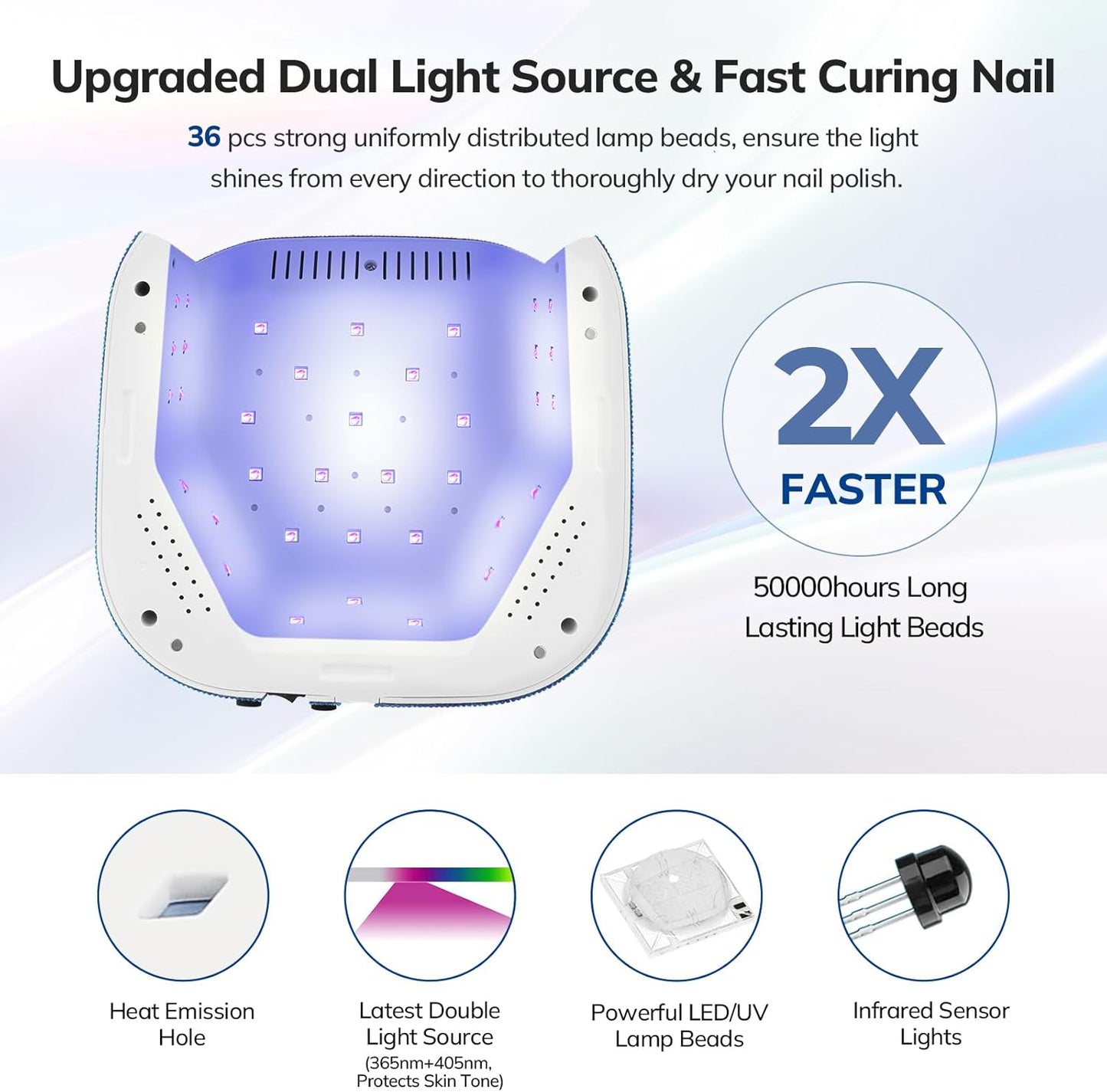 Lavinda UV Light for Gel Nails, 54W UV LED Nail Lamp Cordless Rechargeable Nail UV Lamp Nail Light with 4 Timer and LCD Display, Professional Nail Polish Curing Lamp Nail Dryer for Salon Use