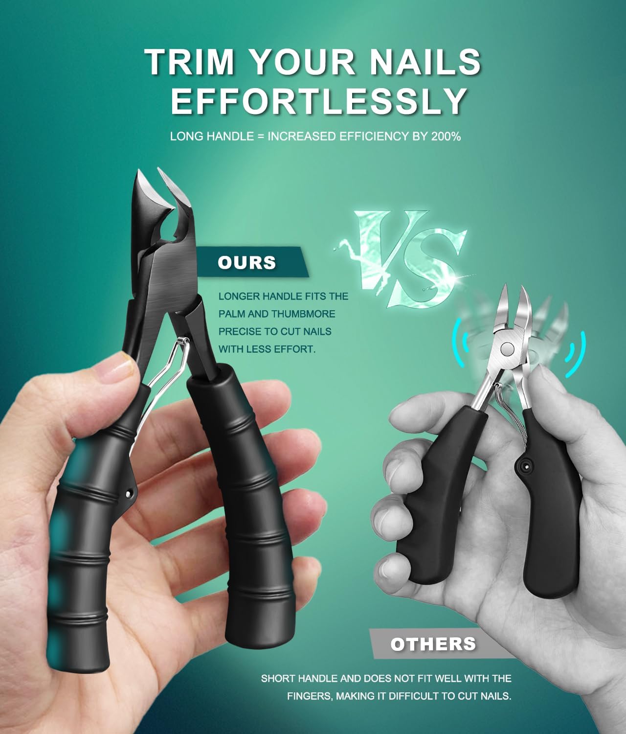 Wide Jaw Thick Toenail Clippers Thick Nails, Podiatrist Ingrown Toe Nail Tool Kit for Men Seniors Professional Sharp Heavy Duty Nail Cutter Set, Anti-Slip Handle Nails Trimmer