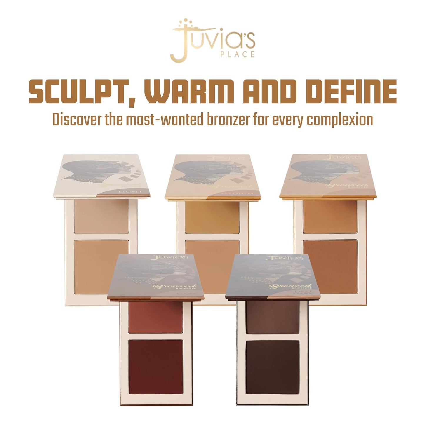 Juvia's Place Bronzed Duo Bronzer Medium - Soft Matte, Contour, Bronzer Pressed Powder, Long-Wearing & Buildable Bronzing Powder - Suitable for Medium Skin Tone