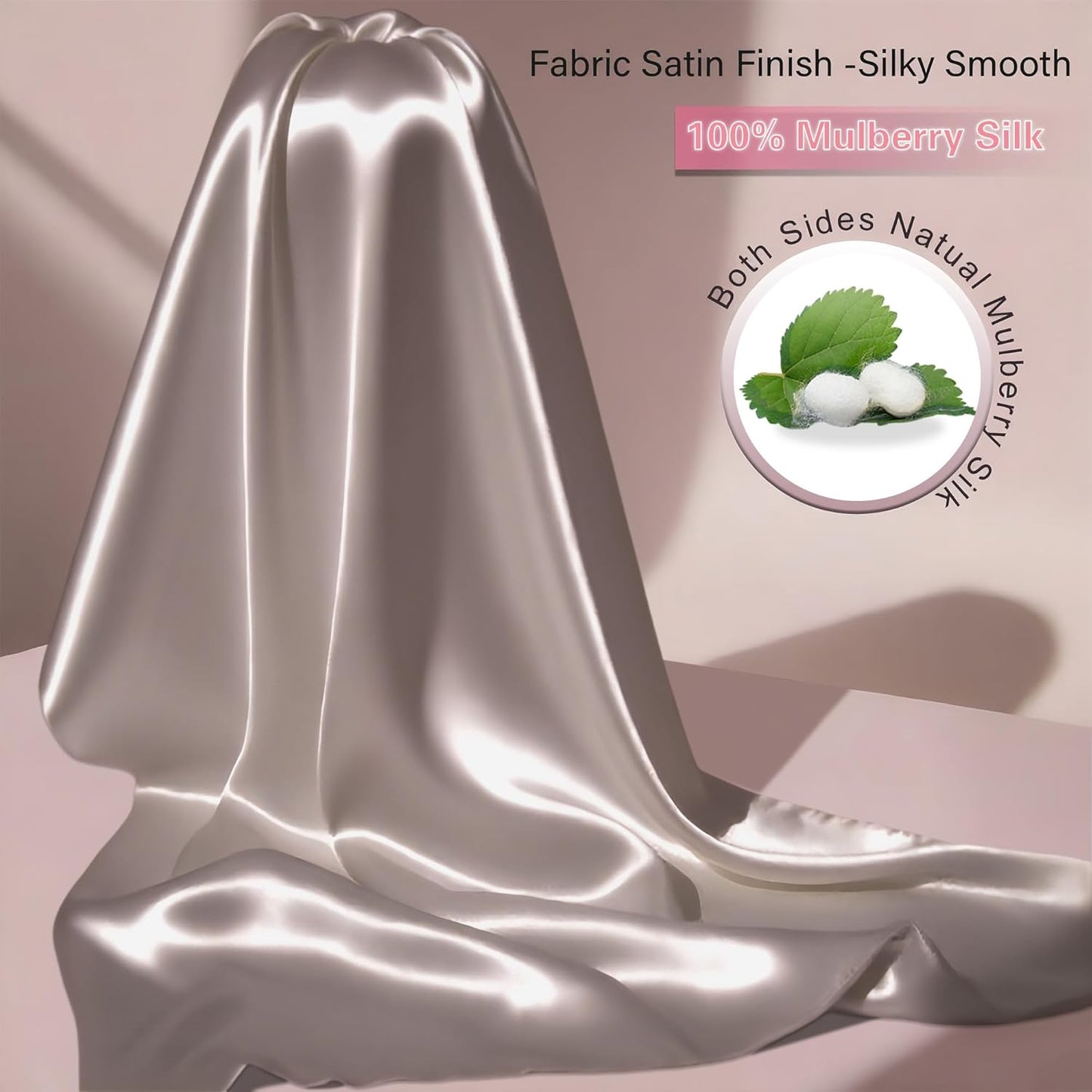 Mulberry Silk Pillow Cases with Zipper, Ultra Smooth Soft Breathable Cooling Pillow Cases for Hot Sleepers, Silk Satin Pillowcase for Hair and Skin, Gifts for Women (Taupe, Standard Size, 1 Pack)