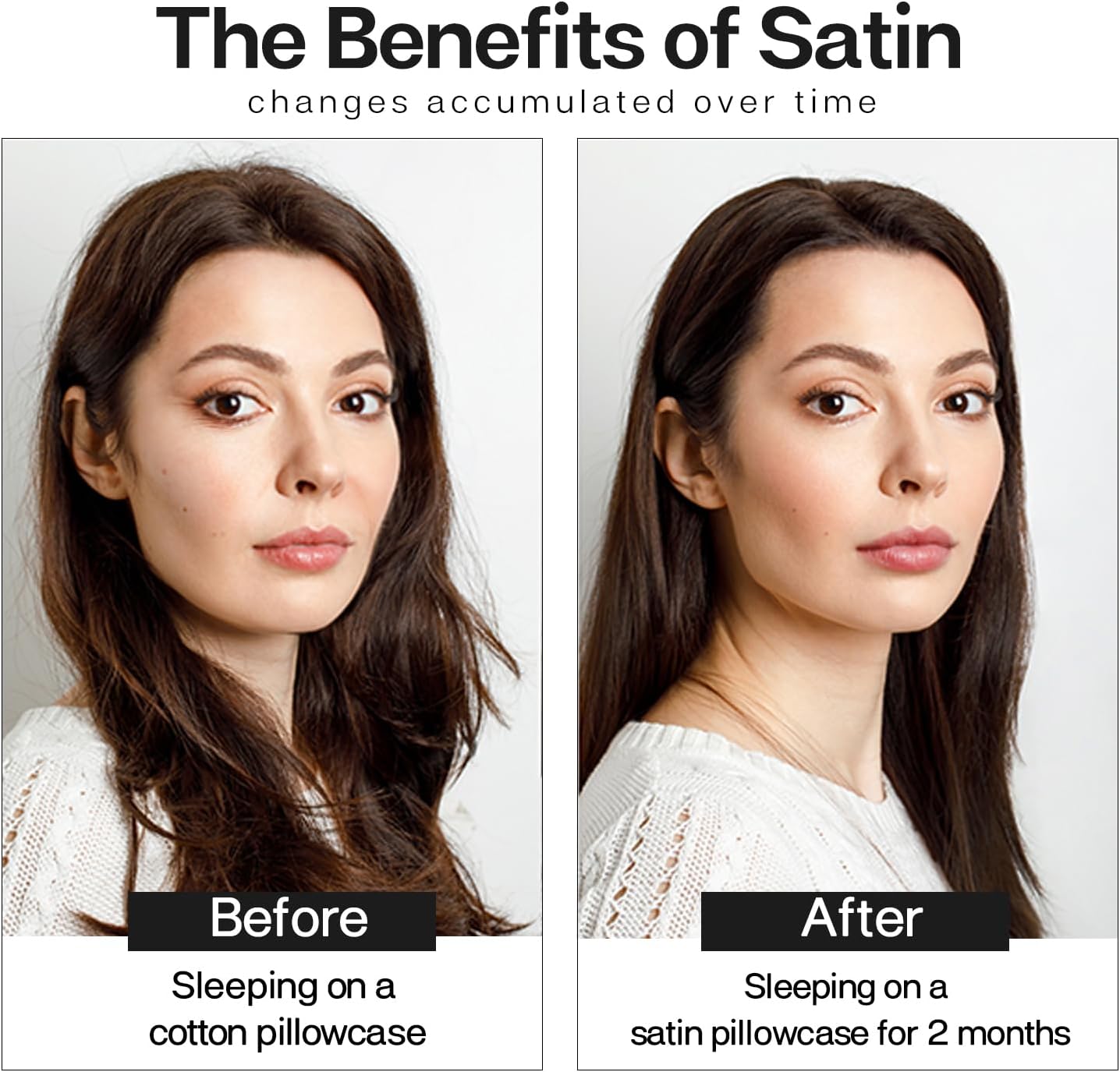 MR&HM Satin Pillowcase for Hair and Skin, Silk Satin Pillowcase 2 Pack, Queen Size Pillow Cases Set of 2, Silky Pillow Cover with Envelope Closure (20x30, Ivory Striped)