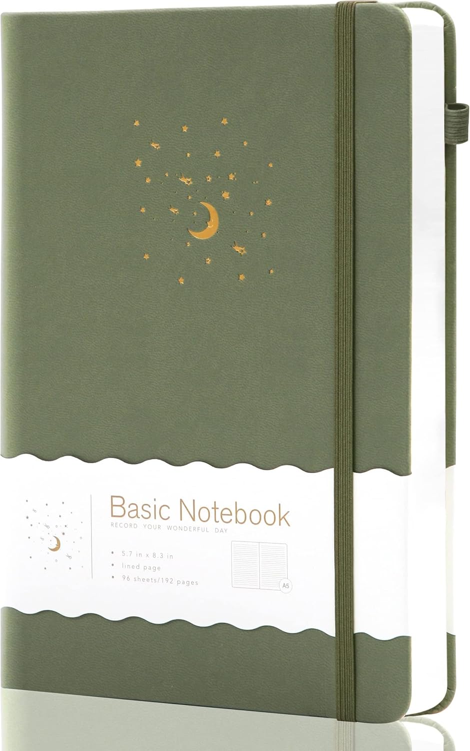 CAGIE Lined Journal Notebook for Work, 196 Pages, Medium 5.7" x 8.3", Hardcover Notebook Journal with Pen Loop, (Turquoise Ruled), Gifts