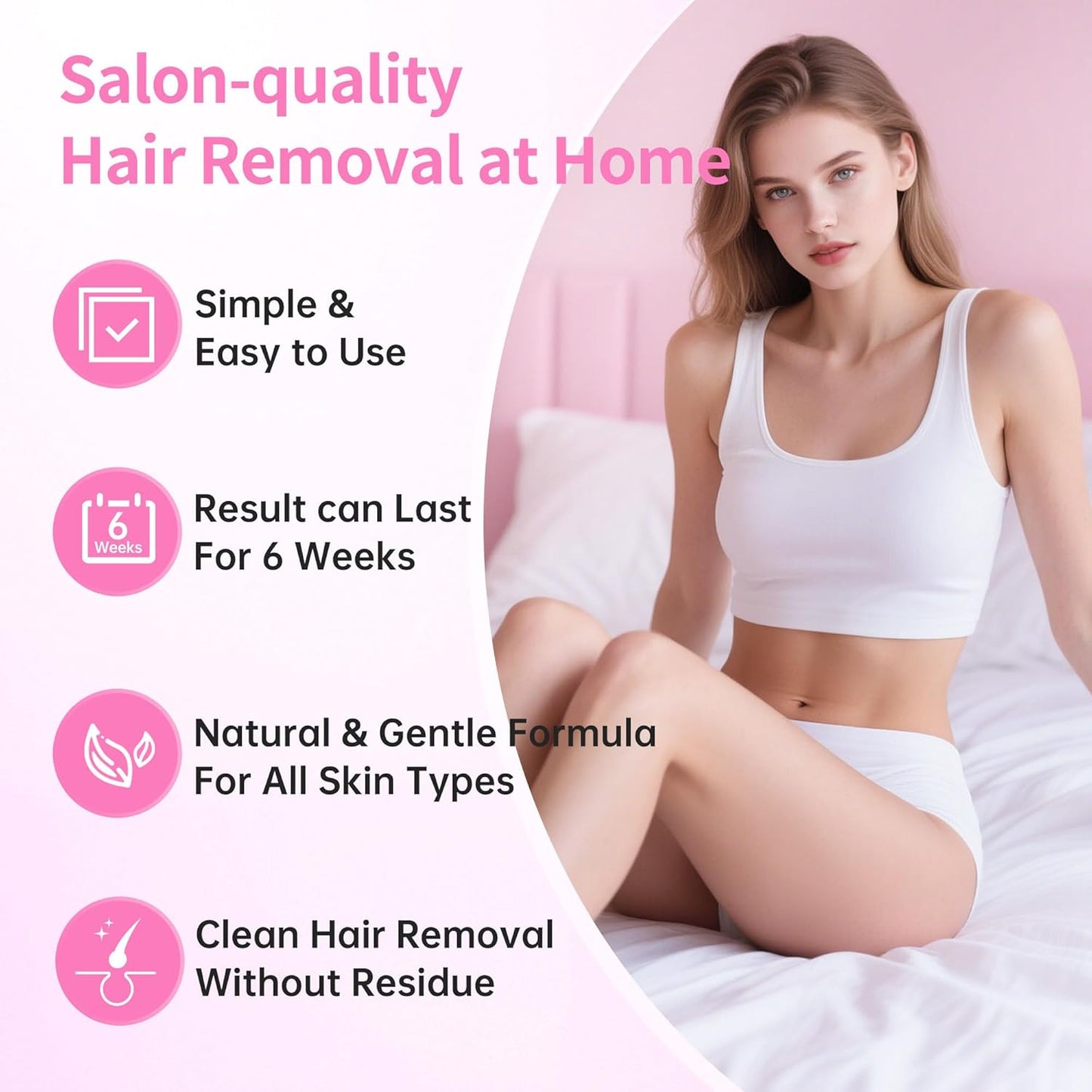 Beauty7 Body Wax Strips Kit, Ready to Use Waxing Strip, Facial Hair Removal, Arms Legs Underarm Bikini Hair Removal, 36 Strips 6 Calming Oil Wipes for All Skin Types