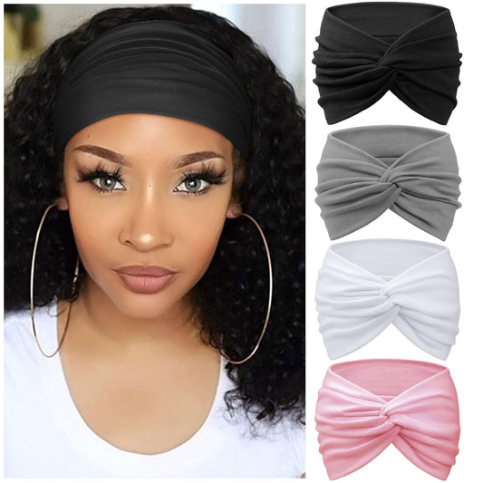 Extra Wide Headbands for Women Large Turban Headband Non Slip Boho Elastic Hairband Hair Twisted Knot Head Bands Accessories
