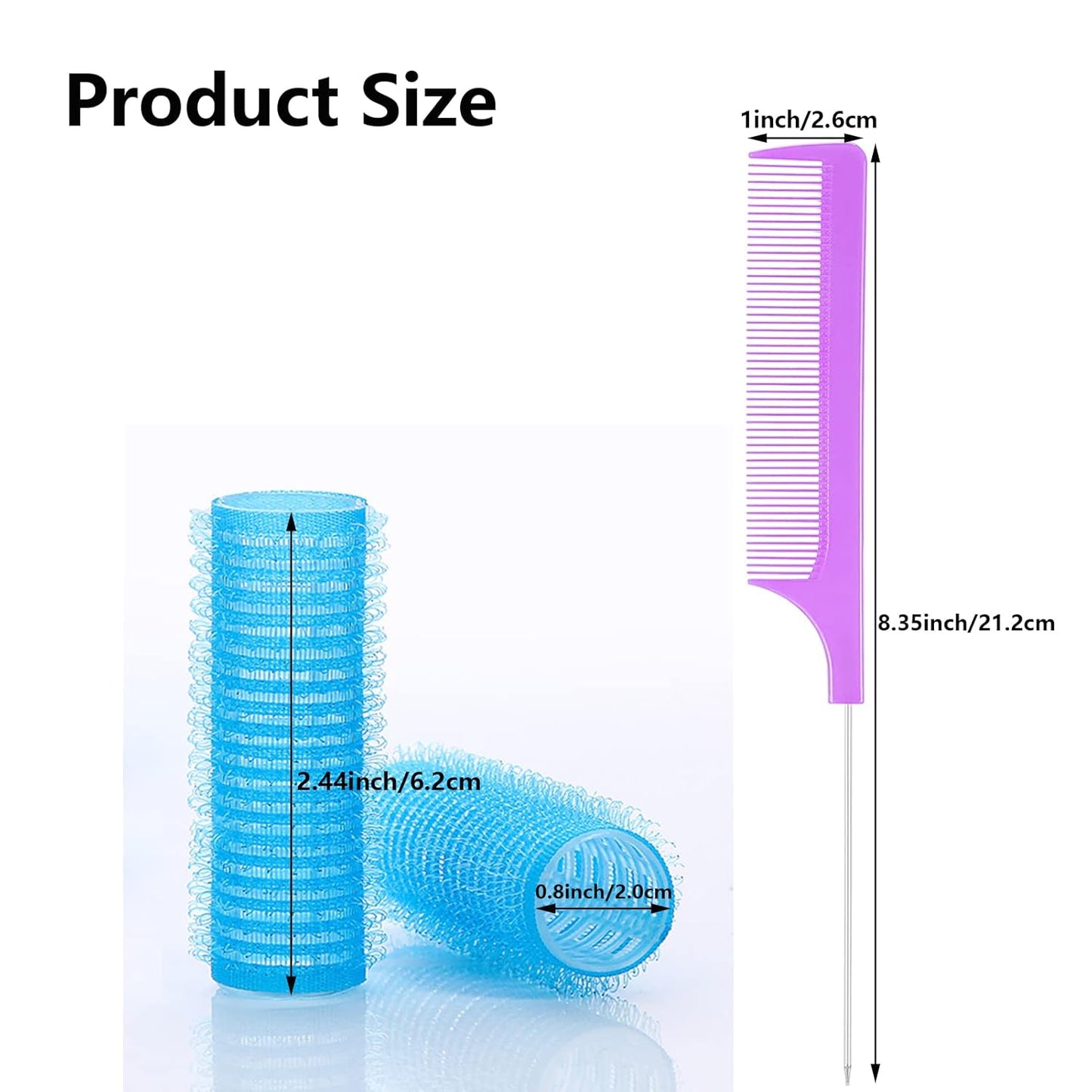 36PCS Self Grip Small Hair Curlers Heatless Roller Hair Curlers Pro Salon Hairdressing Curler DIY Curly Hairstyle Hair Rollers Tools Rat Tail Comb for Women Medium Short Hair(0.8 x 2.4 Inch)