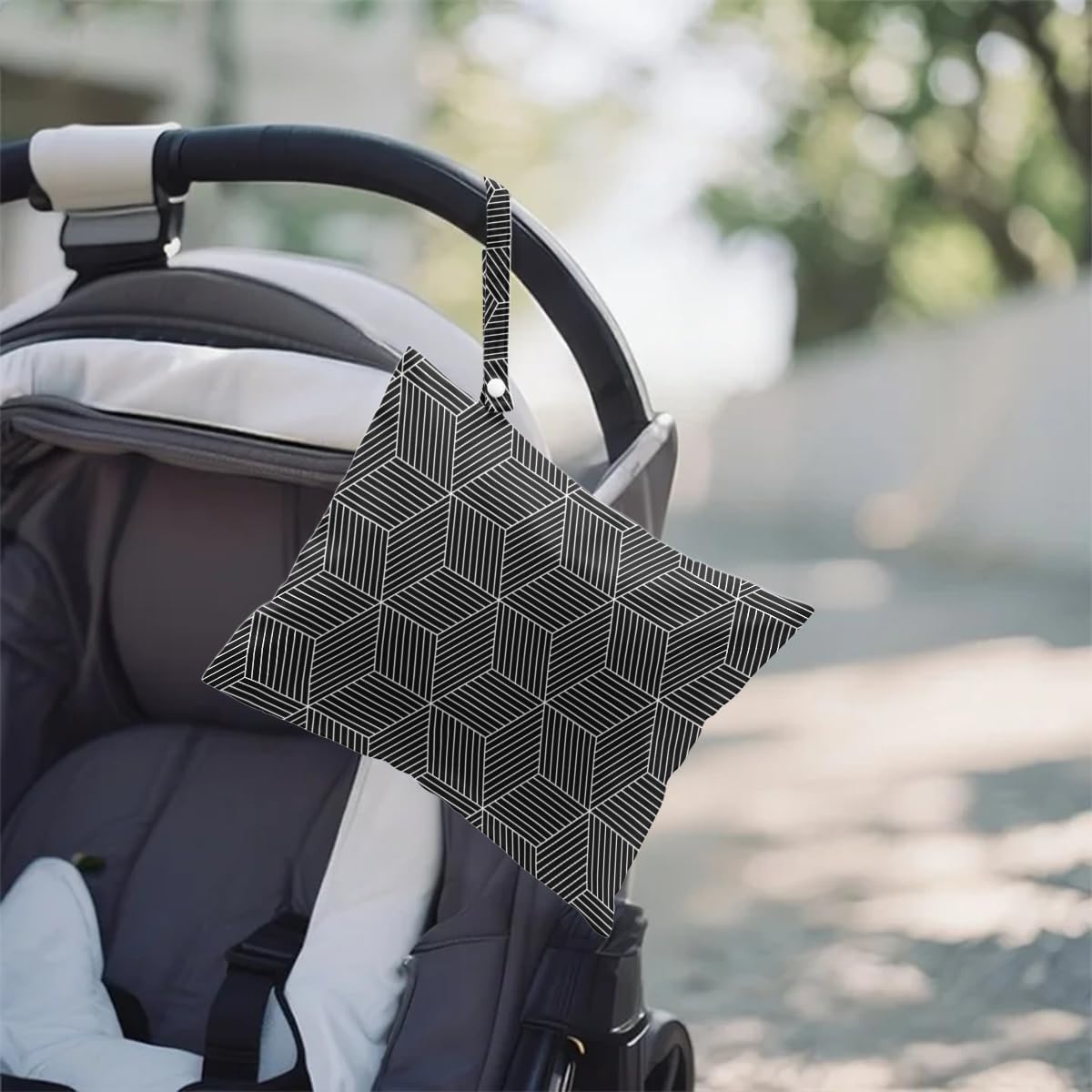 2Pcs Geometry Wet Bag 12x10 Inch, Square Waterproof Travel Laundry Bags, Stripe Washable Reusable Wet Dry Bag for Swimsuit Pool Beach Diapers Dirty Yoga Gym Clothes, Travel Gifts for Women Friend