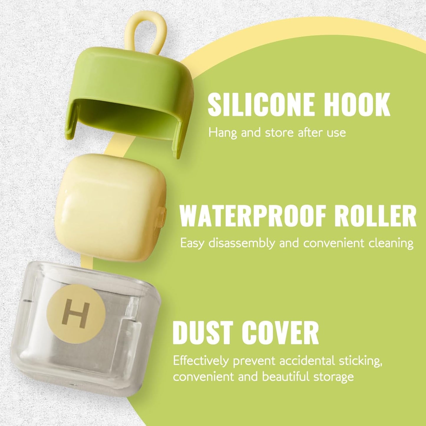 2Pcs Mini Lint Remover Roller, Washable Lint Gel Roller, Reusable Pet Hair Remover for Clothing, Pet, Hair, Dust, Lint (Green+Beige)