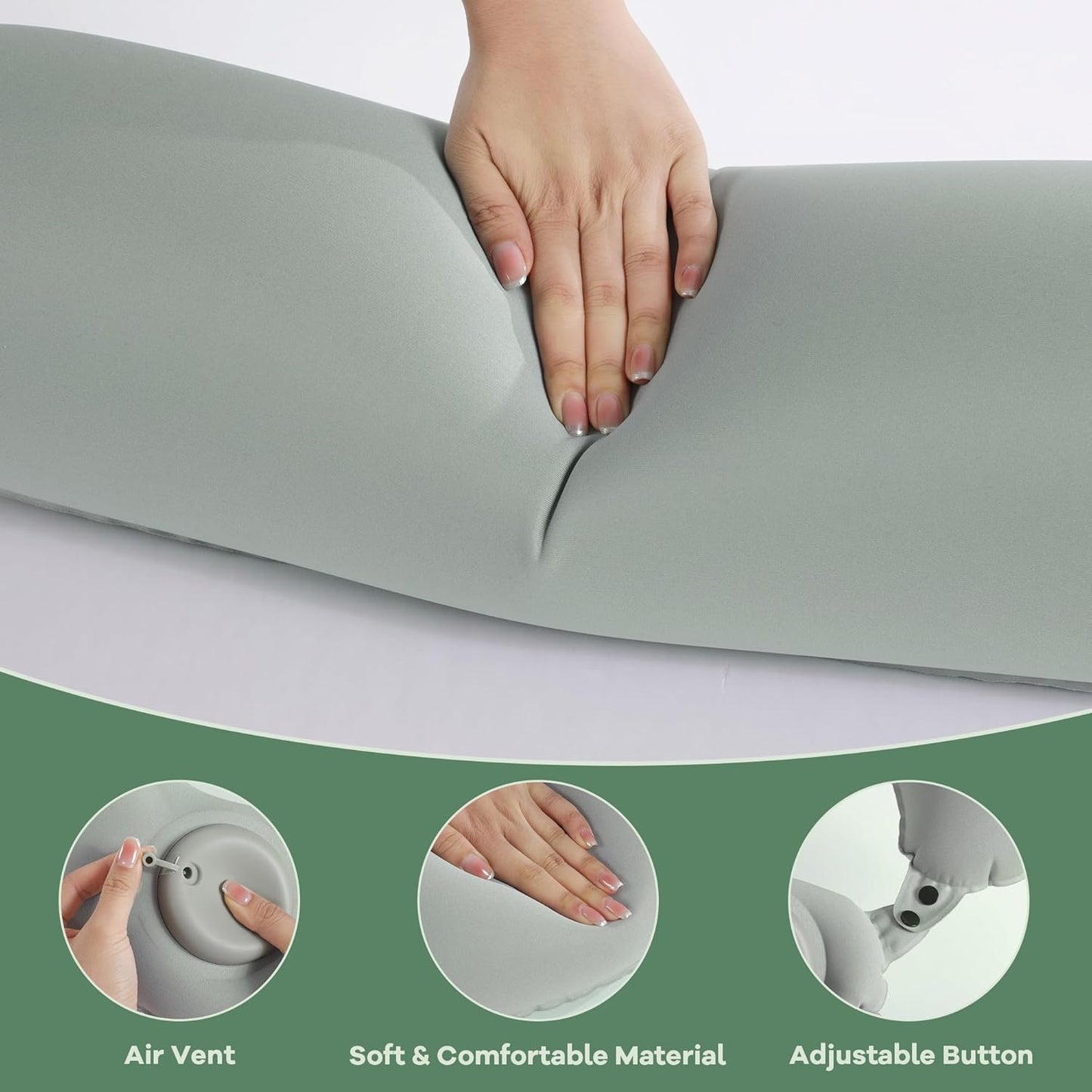 MABOZOO U-Shaped Full Body Bath Pillow for Tub 2 Pcs Inflatable Bathtub Bath Pillows with Adjustable Button for Shower, Neck Support Headrest & Leg Pillow for Relaxation Spa Soak in Bathtub