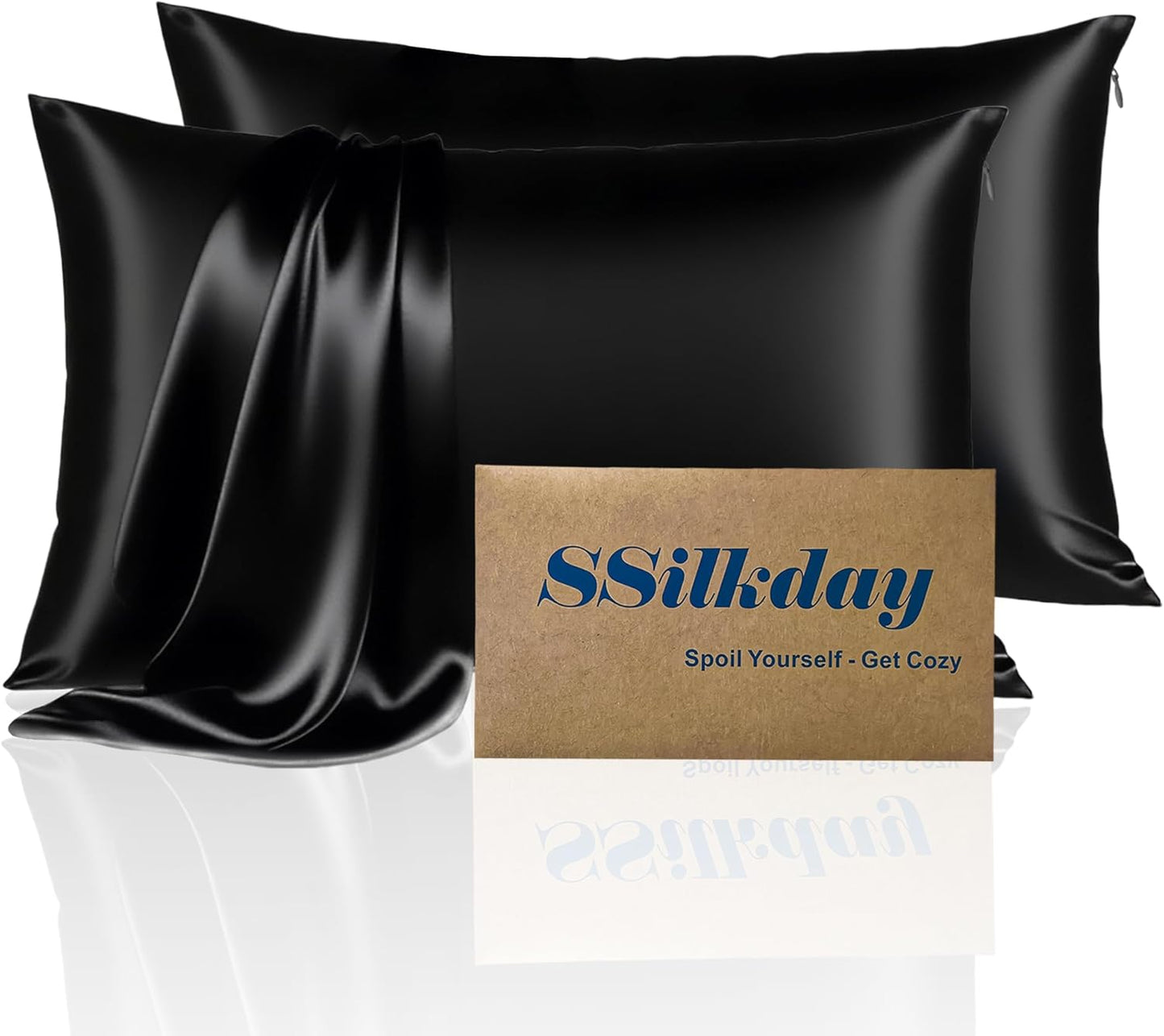 Mulberry Silk Pillow Cases Queen Size Set of 2, Ultra Smooth Soft Breathable Cooling Pillow Cases for Hot Sleepers, Silk Satin Pillowcases 2 Pack with Zipper for Hair and Skin, Gifts for Women
