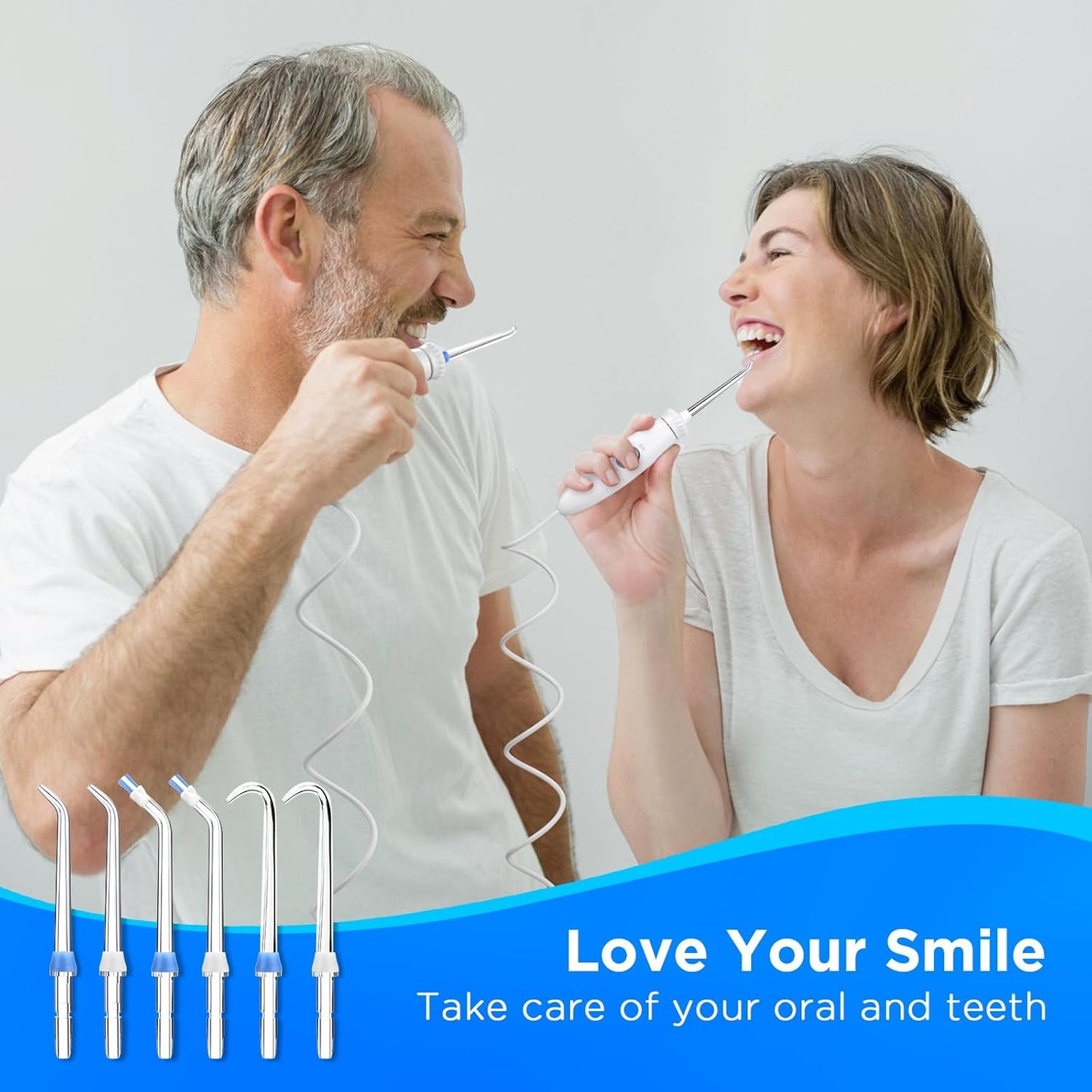 Replacement Tips for Waterpik, Water Flosser Replacement Heads Parts for Waterpik Oral Irrigator(2 Classic Jet Tips + 2 Plaque Chaser Tips + 2 Implant Denture Tips + Storage Case Combo)