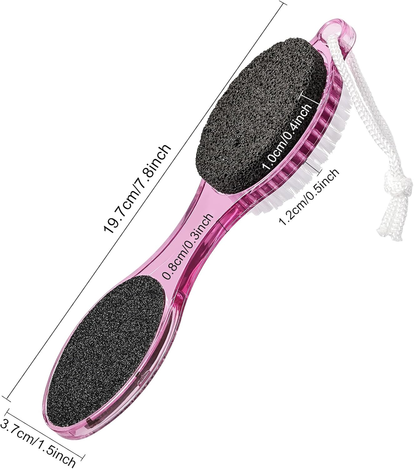 Pumice Stone Brush for Feet 4 in 1, Foot File Callus Remover, Foot Rasp and Sand Paper Pedicure Tools with Handle, Shower Foot Scrubber, Soft Smooth Feet for Home Foot Care,2 Pack