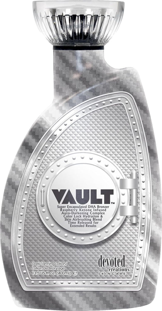 Devoted Creations Vault - Super Encapsulated DHA Bronzer Color Lock Hydration & Skin Airbrushing Blend, Time Released for Extended Results Dark Tanning Lotion