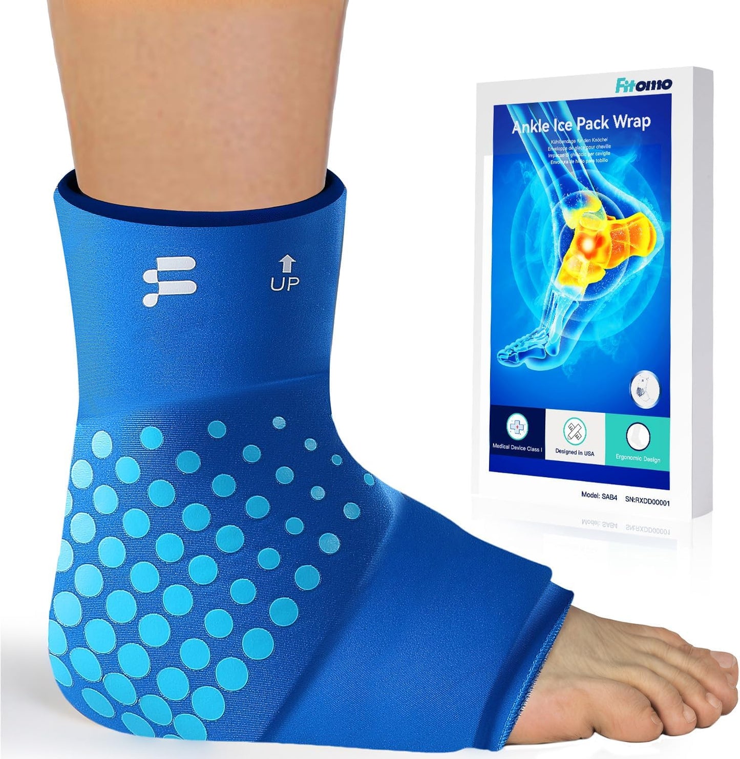 Ankle Ice Pack Wrap for Swelling with Thickened Cold Compression and Cooling Fabric, Ice Packs for Injuries Reusable for Swollen Feet, Achilles Tendonitis Relief, Plantar Fasciitis Relief