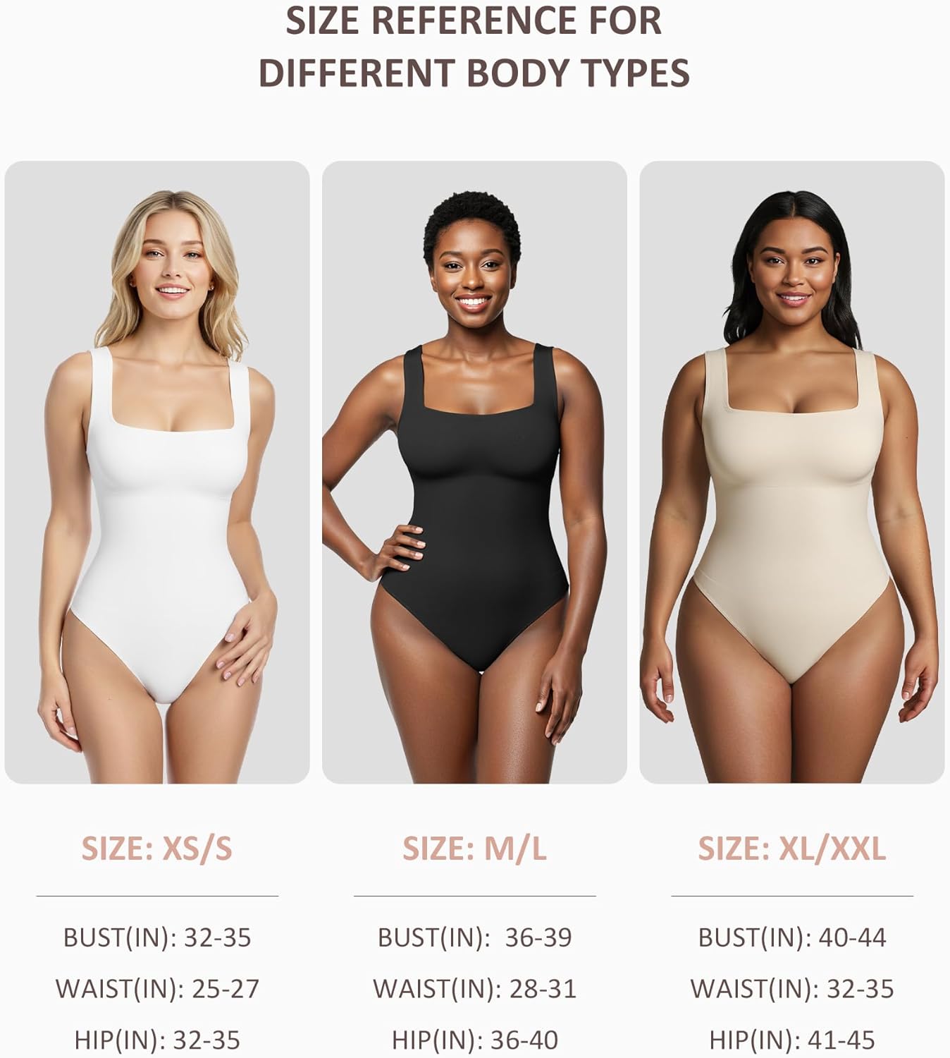 FeelinGirl Bodysuits for Women Seamless Square Neck Tummy Control Compression Thong Shapewear Bodysuit Tank Tops Bodysuit