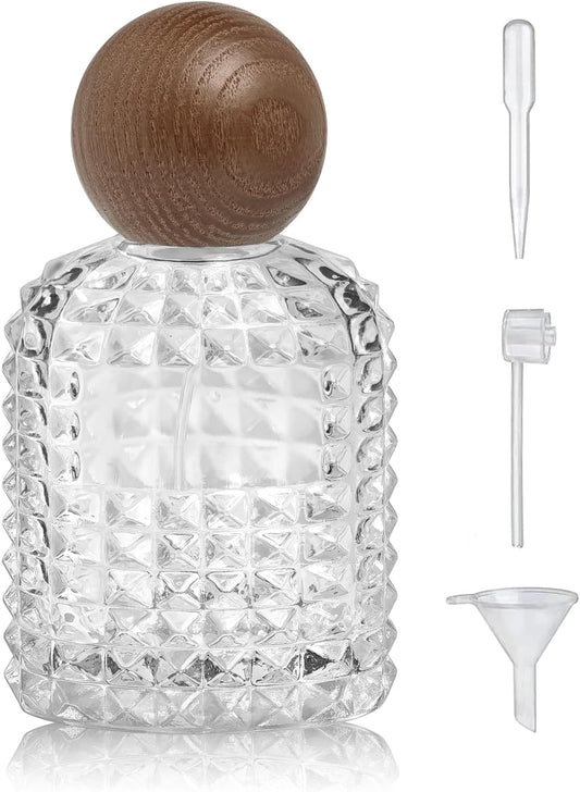 50ml/1.7 Oz Glass Spray Bottle Perfume Atomizer,Perfume Travel Refillable Spray Bottle Empty with 3 Kinds of Dispenser (A2)