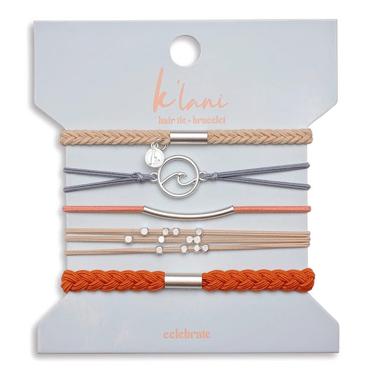 K'lani Hair Tie Bracelets for Women - Elastic Hair Bands That Double as Stylish Jewelry - Celebrate - Medium