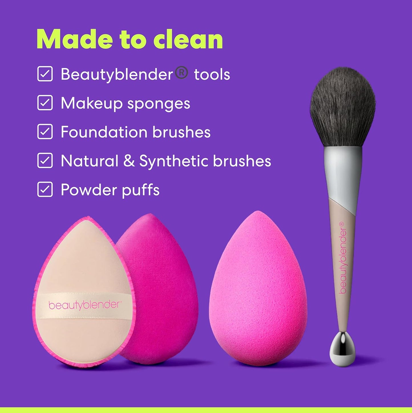 Beautyblender Blendercleanser Tool Scrub Solid Cleanser – Lavender Scented Makeup Sponge & Brush Cleansing Bar – Hand, Sponge, and Brush Cleanser, Removes Makeup & Buildup, Travel-Friendly, 1 oz