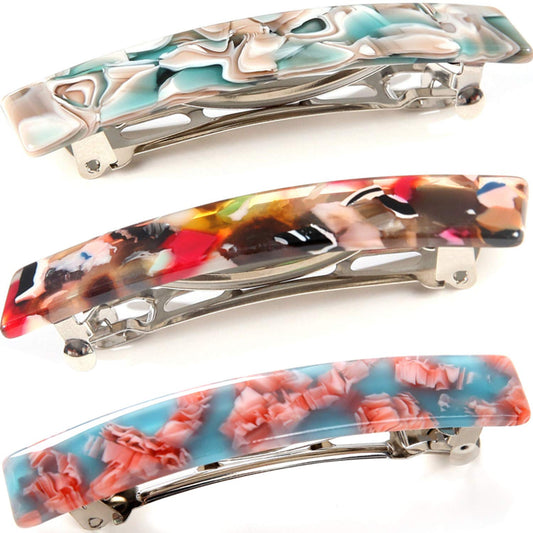 Fsmiling Hair Barrettes for Women French Hair Barrette Clip Small Acetate Hair Clips Barrette No Slip Hair Accessories 3-Pack