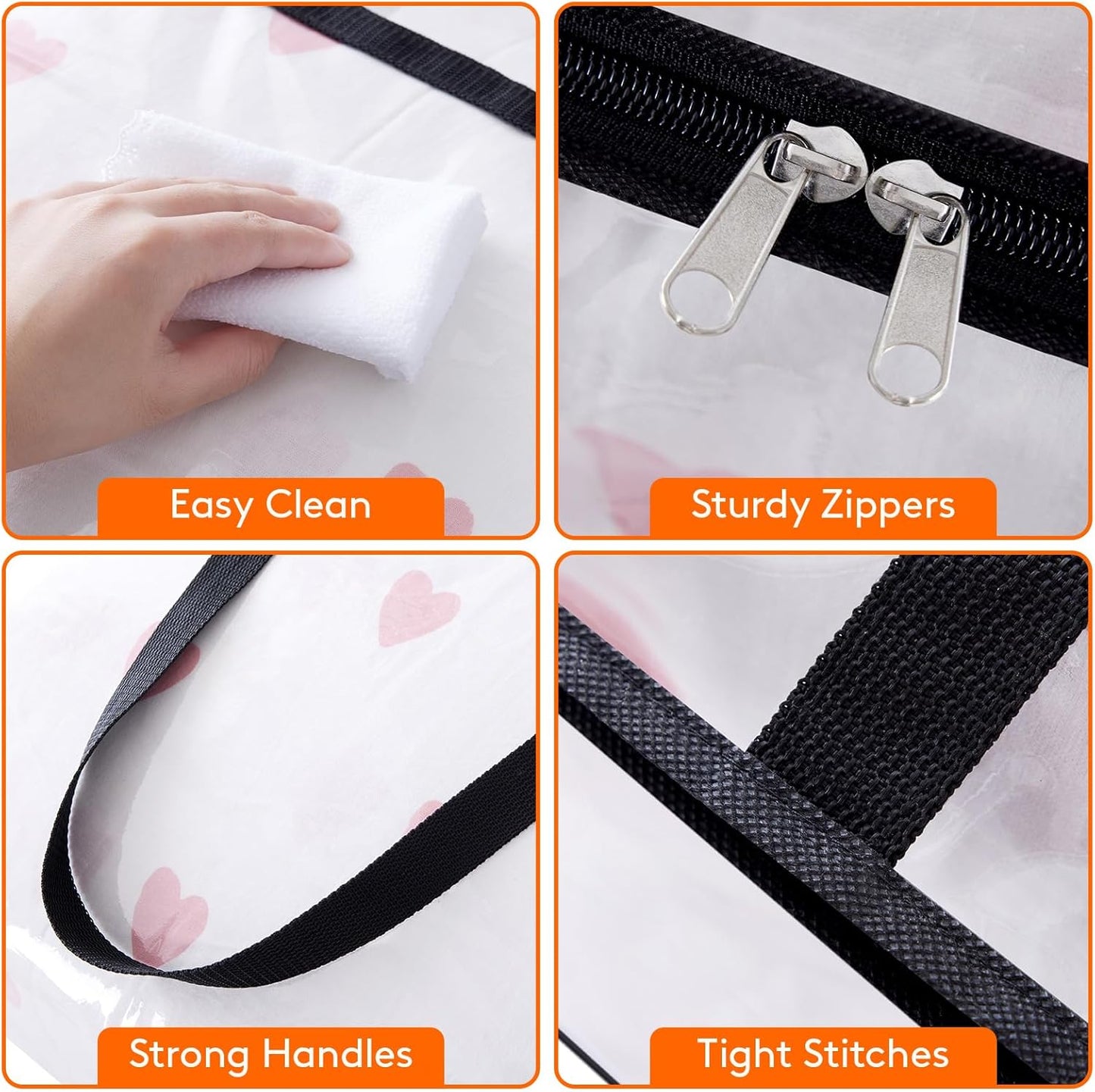 Lifewit 3 Pack Clear Clothes Storage Bags, 60L Plastic Blanket Storage Bag, Vinyl Foldable Moving Bags with Zipper, Closet Organizers and Storage Containers for Bedding, Duvet, Comforter