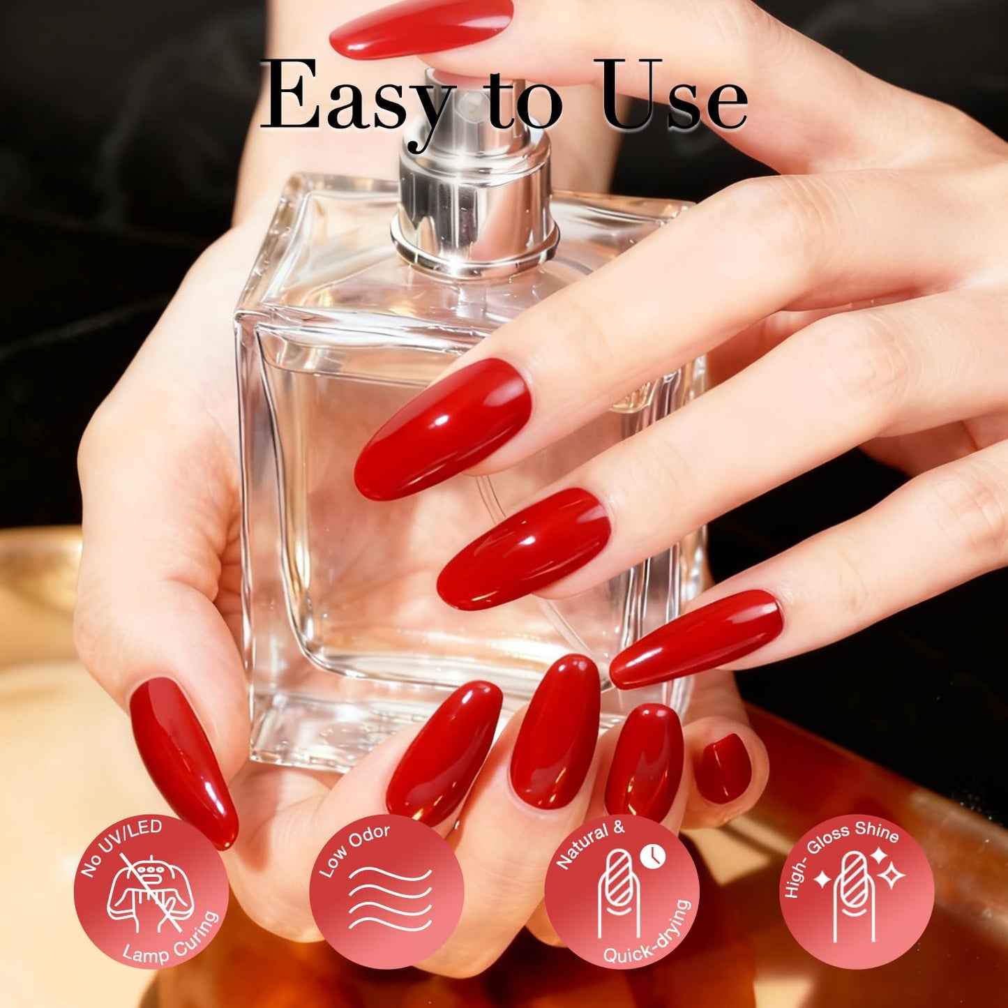 AZUREBEAUTY Red Nail Polish Burgundy Quick Dry Natural Infinite Shine Nail Lacquer Fingernail Polish Strengthening Treatment Kit Salon-Quality for Women 10ml