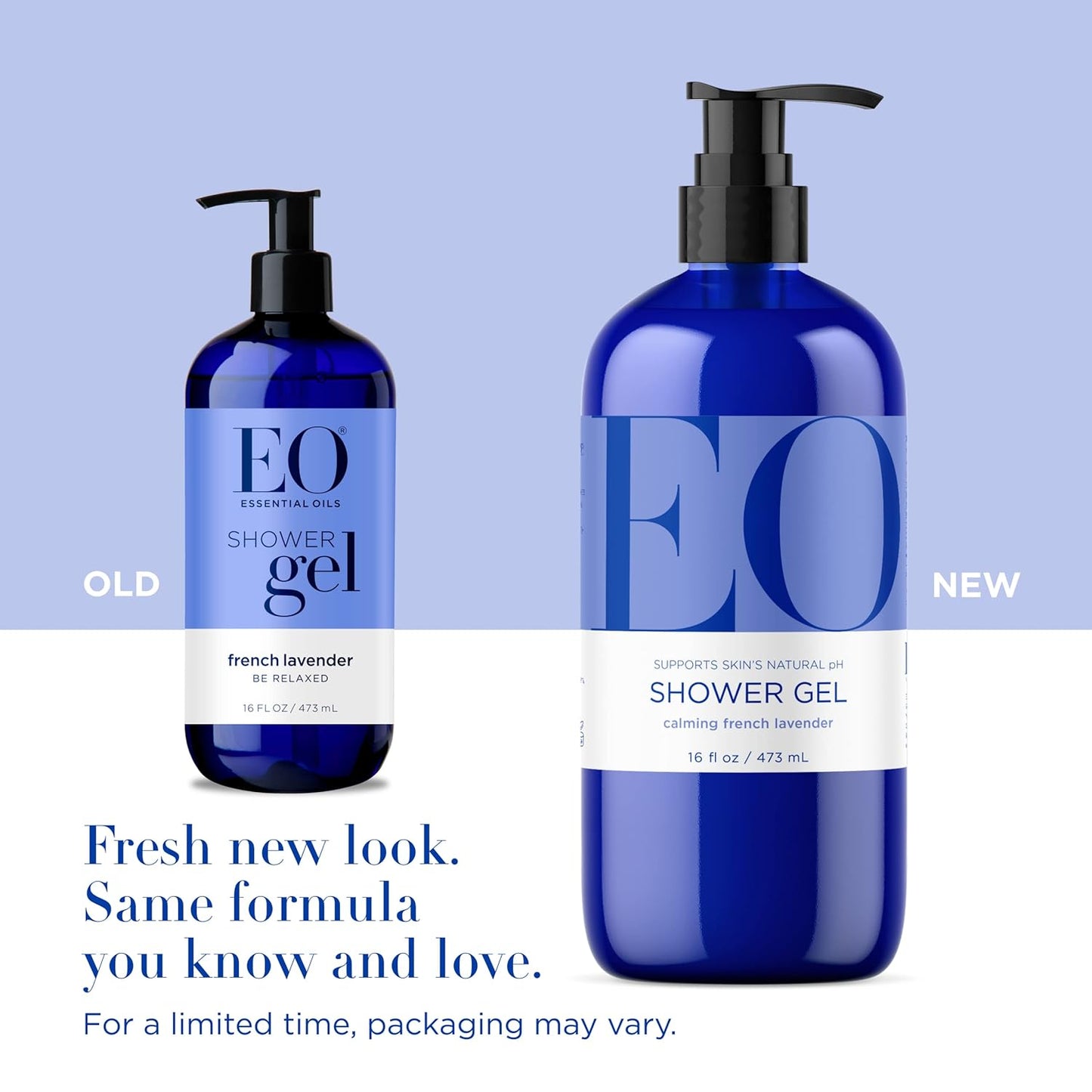 EO Shower Gel Body Wash, 16 Ounce (Pack of 2), Lavender, Organic Plant-Based Skin Conditioning Cleanser with Pure Essentials Oils