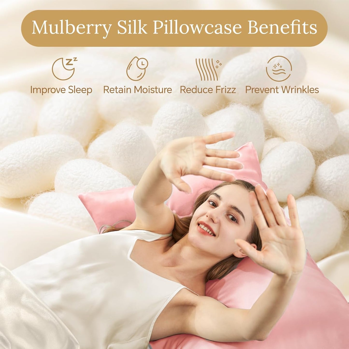 INFIIXSO Mulberry Silk Pillowcase for Hair and Skin, Silk Pillow Cases Queen Size with Hidden Zipper 20"x30", Extraordinary Smooth and Soft Cooling Pillow Cases for Hot Sleepers(Blush Pink, 1 Pack)