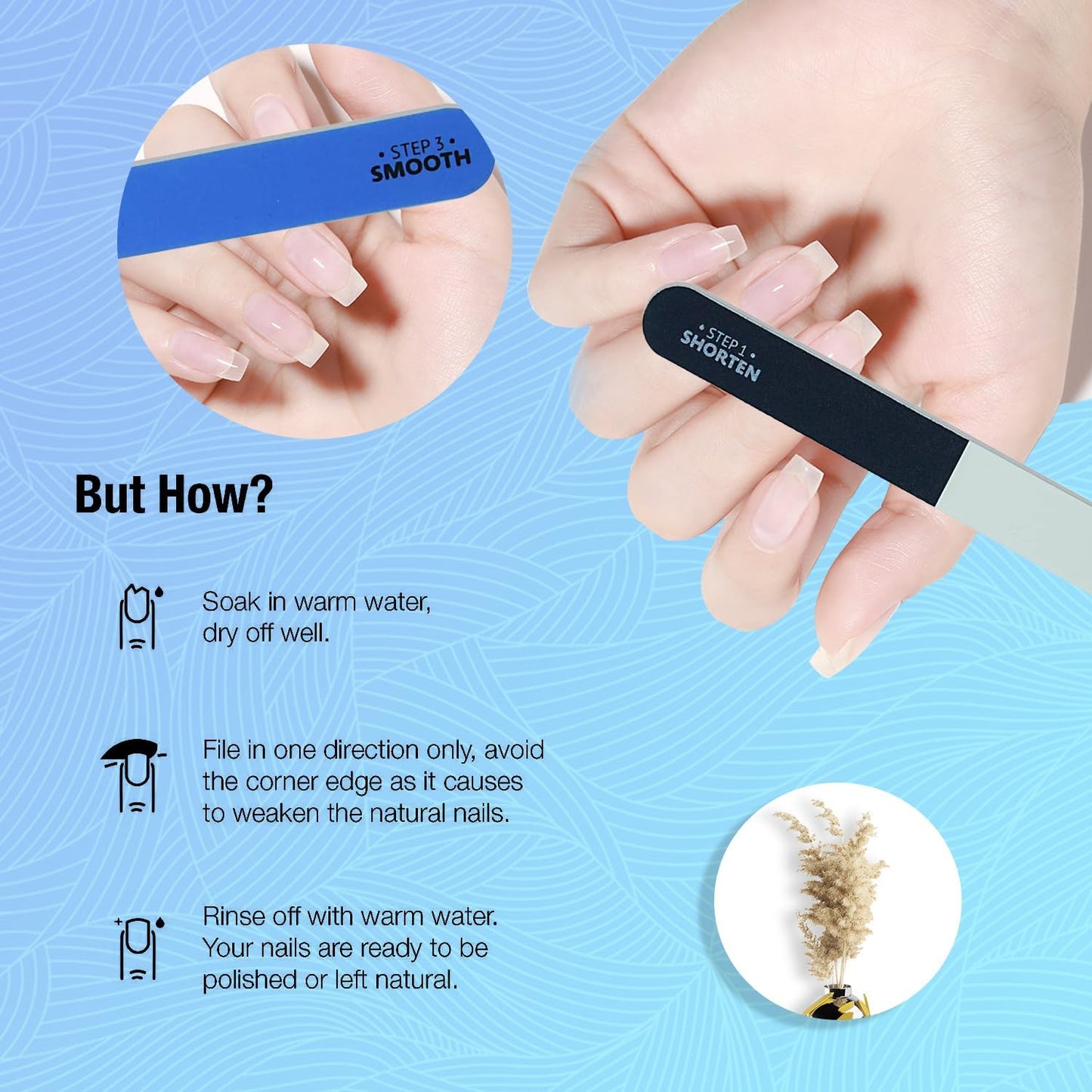 Nail File and Buffer for Natural Nails Dual Sided 4 Steps Shorten-Shape-Smooth-Polishing Nail Tools 20pcs