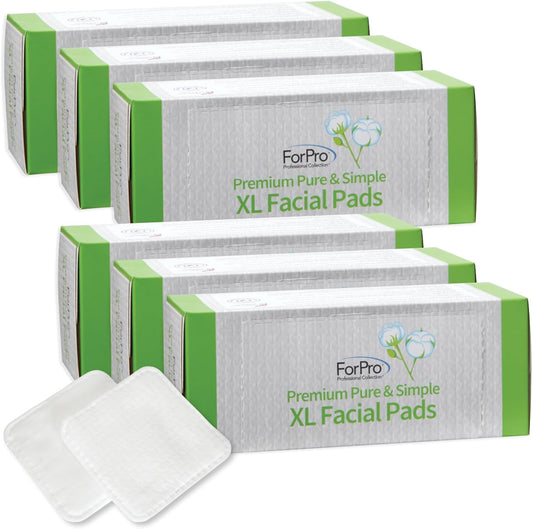ForPro Premium Pure & Simple XL Facial Pads (360-Count), Triple Layered Ultra Soft Disposable Makeup Remover Pads, 100% Vegan & Cruelty-Free, Pack of 6-60 Cotton Squares