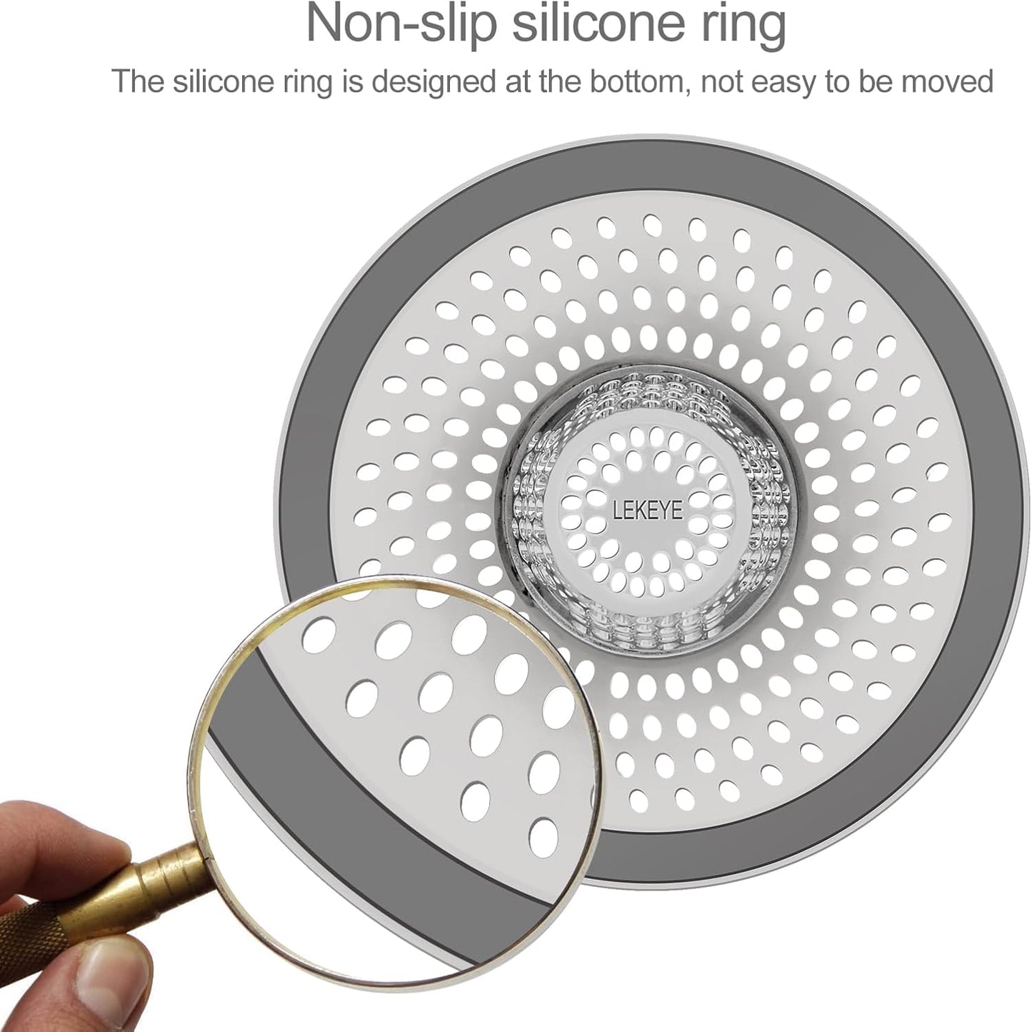 LEKEYE Shower Drain Hair Catcher/Bathroom Drain Cover/Bathtub Drain Strainer/Shower Stall Drain Protector(Pearl Chrome)