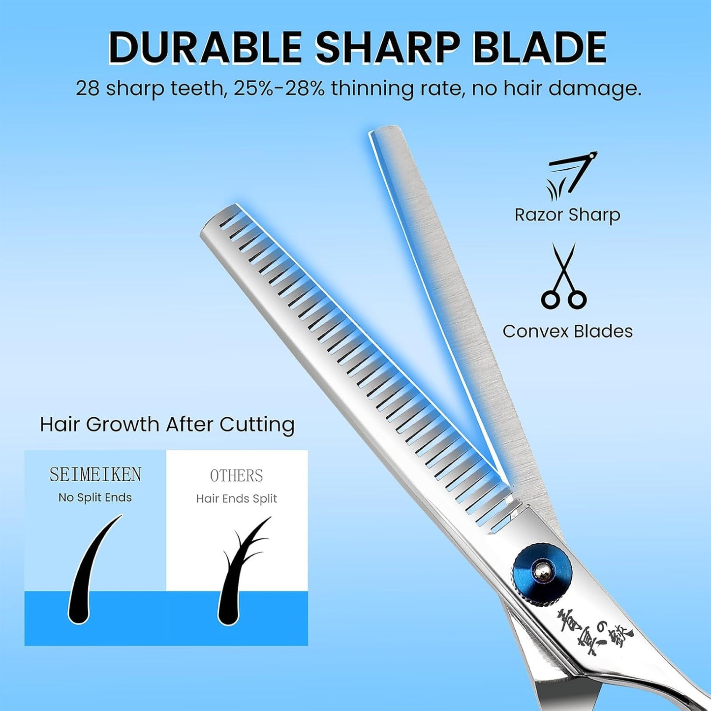 Hair Cutting Scissors, Thinning Shears Professional Haircut Scissors, 6.0 Inch Texturizing Teeth Shears for Hairdressing, Salon and Home Use
