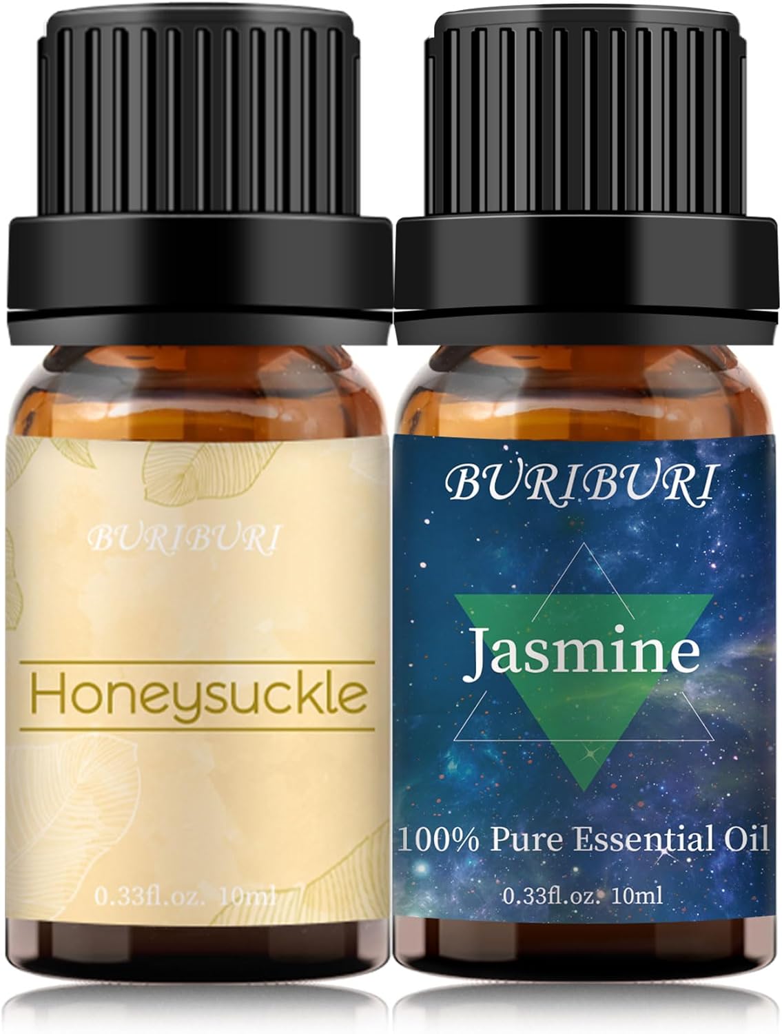 BURIBURI Honeysuckle Oil and Jasmine Essential Oil Set 2 Pack, 100% Pure Diffuser Oil Honeysuckle Essential Oil for Massage, Soap Making