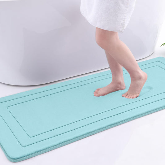 Arotive Memory Foam Bathroom Rug Mat 59x24, Ultra Soft and Absorbent Bath Mat, Machine Wash Dry, Comfortable Bath Rug Carpet for Bathroom Floor, Tub and Shower, Sky Blue