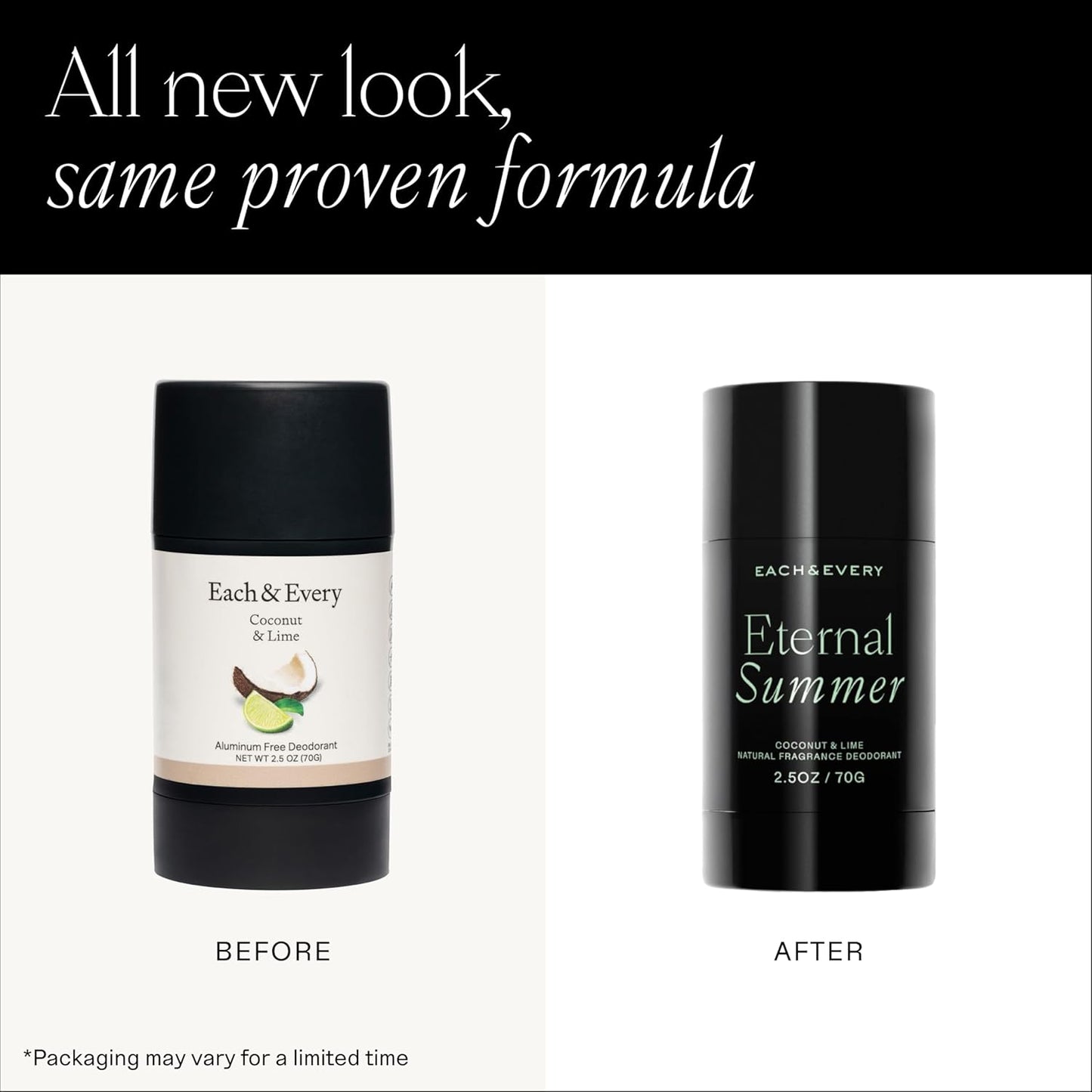 Each & Every Aluminum Free Deodorant for Men & Women - All Natural Deodorant for Sensitive Skin, EWG Verified - Clean, Baking Soda-Free, Plant-Based Fragrance, Coconut & Lime, 2.5oz