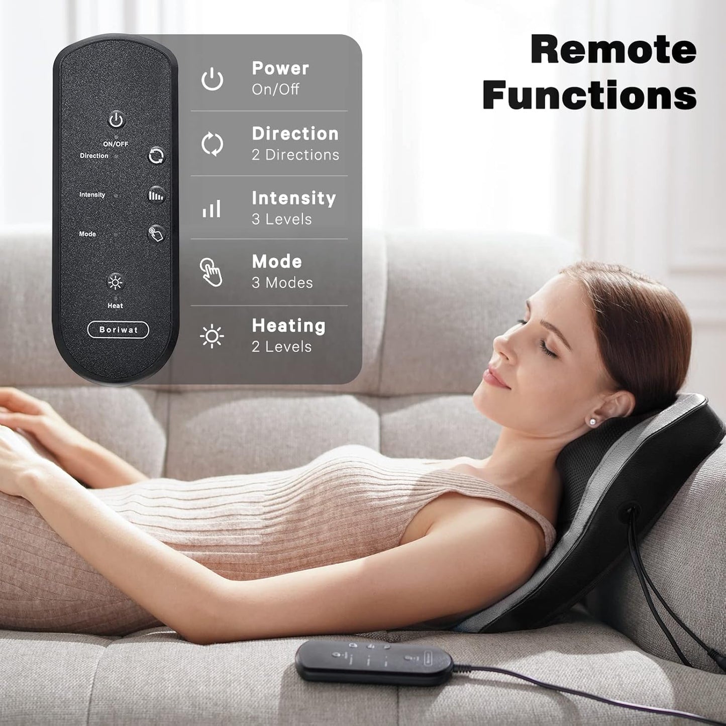 Back Massager with Heat, Massagers for Neck and Back, 3D Deep Tissue Kneading Massage Pillow for Neck, Shoulder, Leg Pain Relief, Gifts for Men Women Mom Dad, Relax at Home Office and Car - Dark Gray