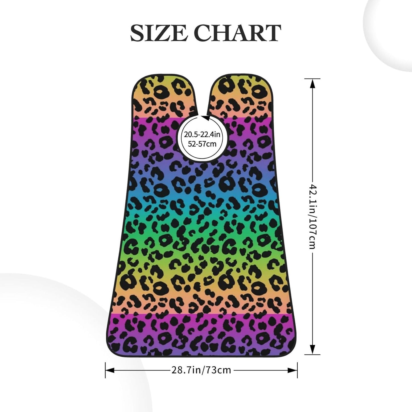 Waterproof Grooming Apron, Non-Stick Beard Bib with Suction Cups, for Colorful Cheetah Leopard Animal Print Rainbow
