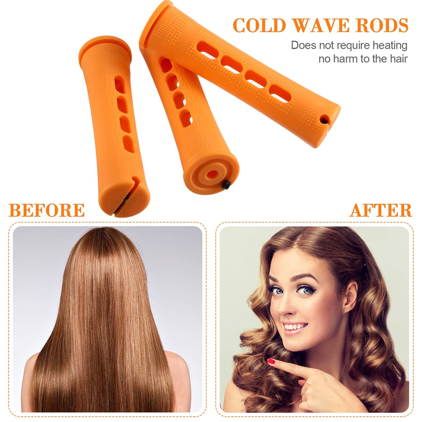 WILLBOND 36 Pieces Cold Wave Rod Hair Perm Rods Hair Rollers Perming Curlers with Steel Rat Tail Comb for Hairdressing Styling